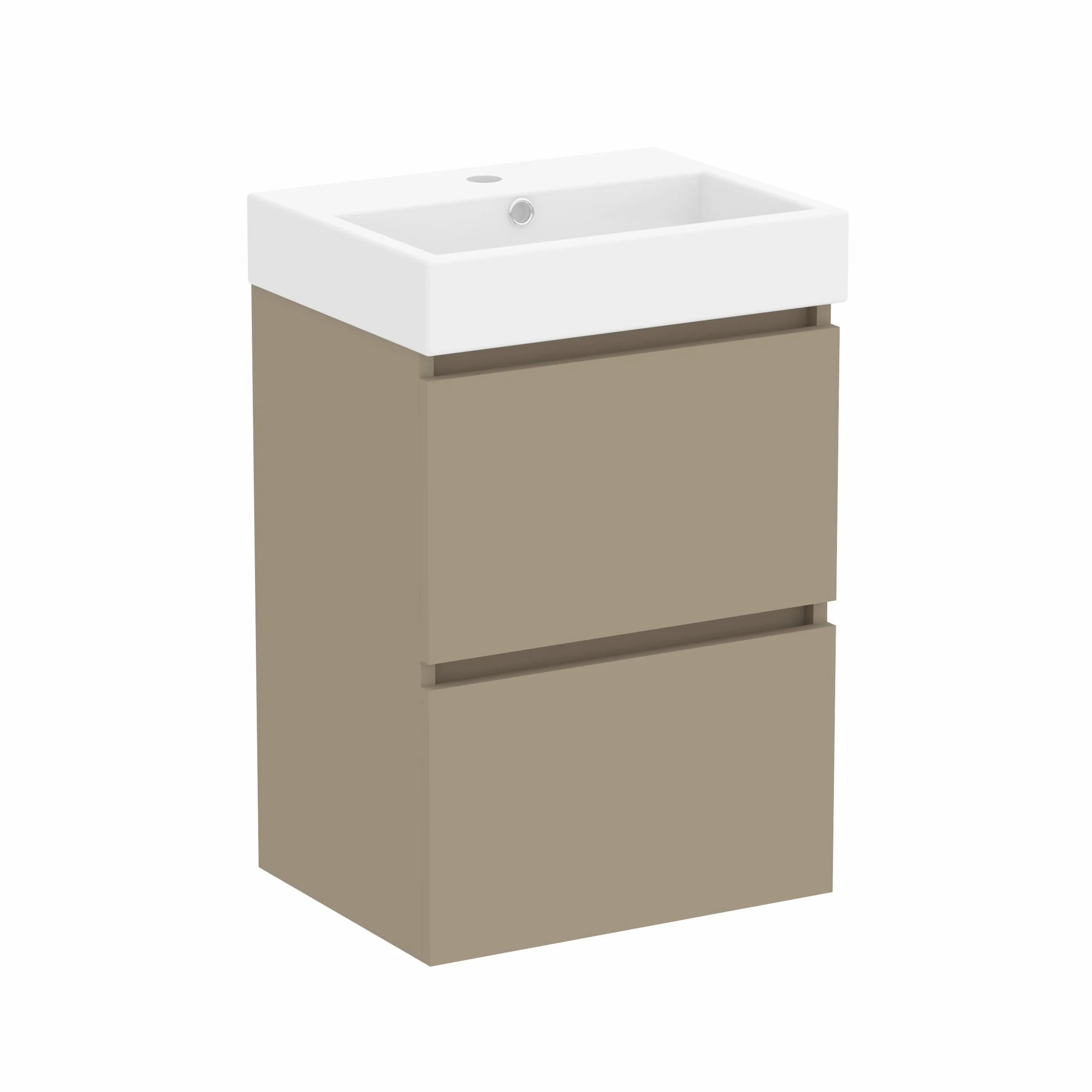 Baikal Mueble de Baño Nix. Mueble MONTADO. 2 Cajones Suspendido con Lavabo. Armario de Baño. Lavabo Ceramico. 45cm Fango.
