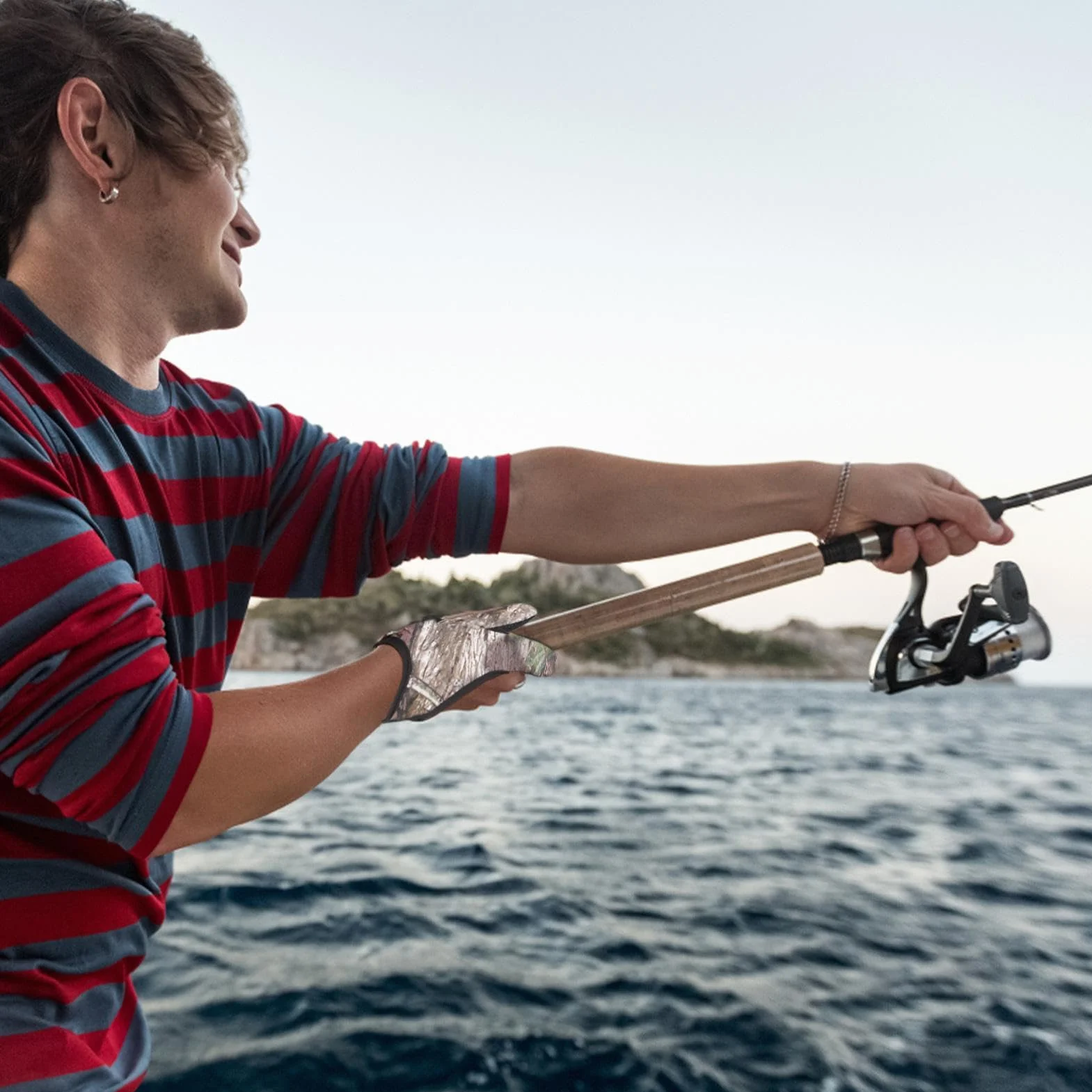 Guantes de Pesca con Dos Dedos Antideslizante Protector para Pesca al Aire Libre