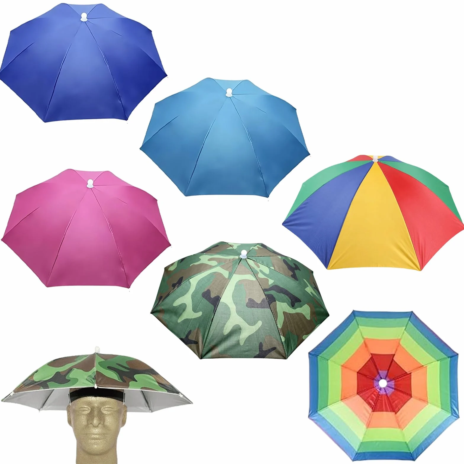 Sombreros para paraguas plegables 52 cm UV 360° adultos niños playa golf senderismo