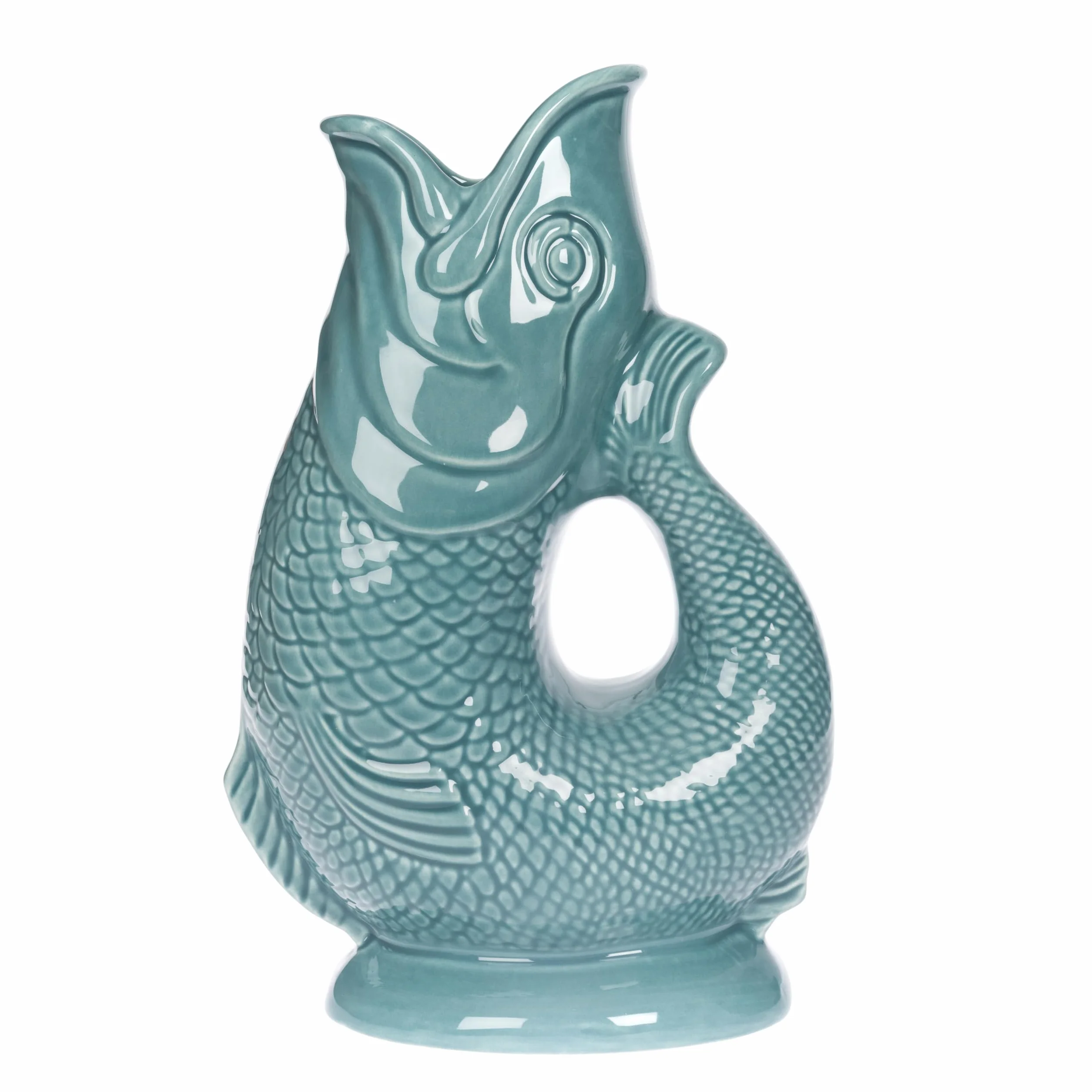Iconic Verdigris Glug Jarra Grande 28cm 1.4L - Jarra de agua para peces, jarrón decorativo para peces, adorno, jarra