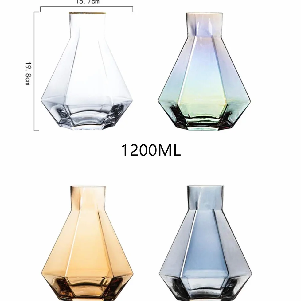 Jarra de agua de cristal sin plomo, jarra de agua con bola de madera para agua fría, zumo, té y bebidas de 1,2 l