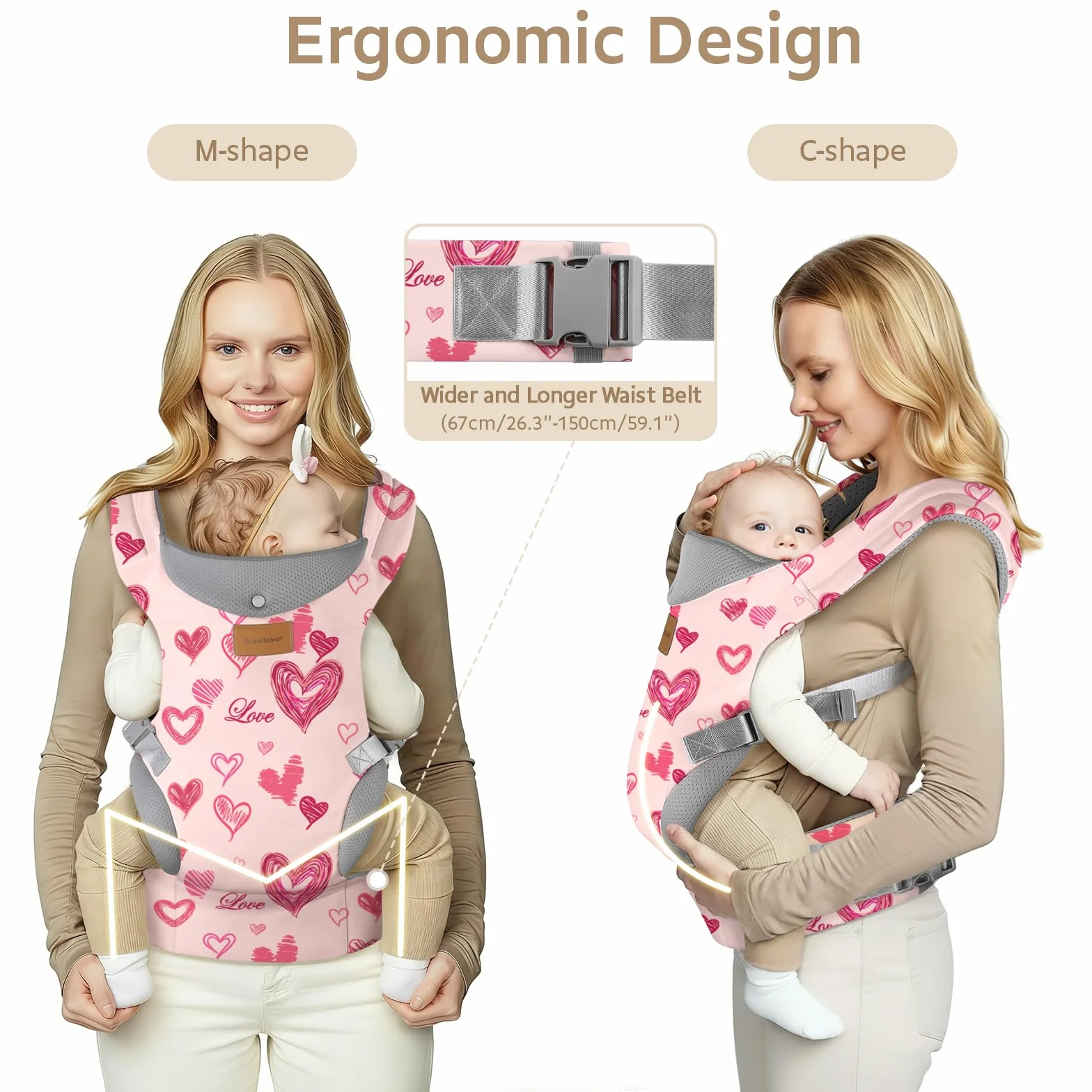 Mochila Portabebés Ergonómico Adapt para Bebés 3-36 Meses 3-30 kg 3 Posiciones Ajustable Manos Libres