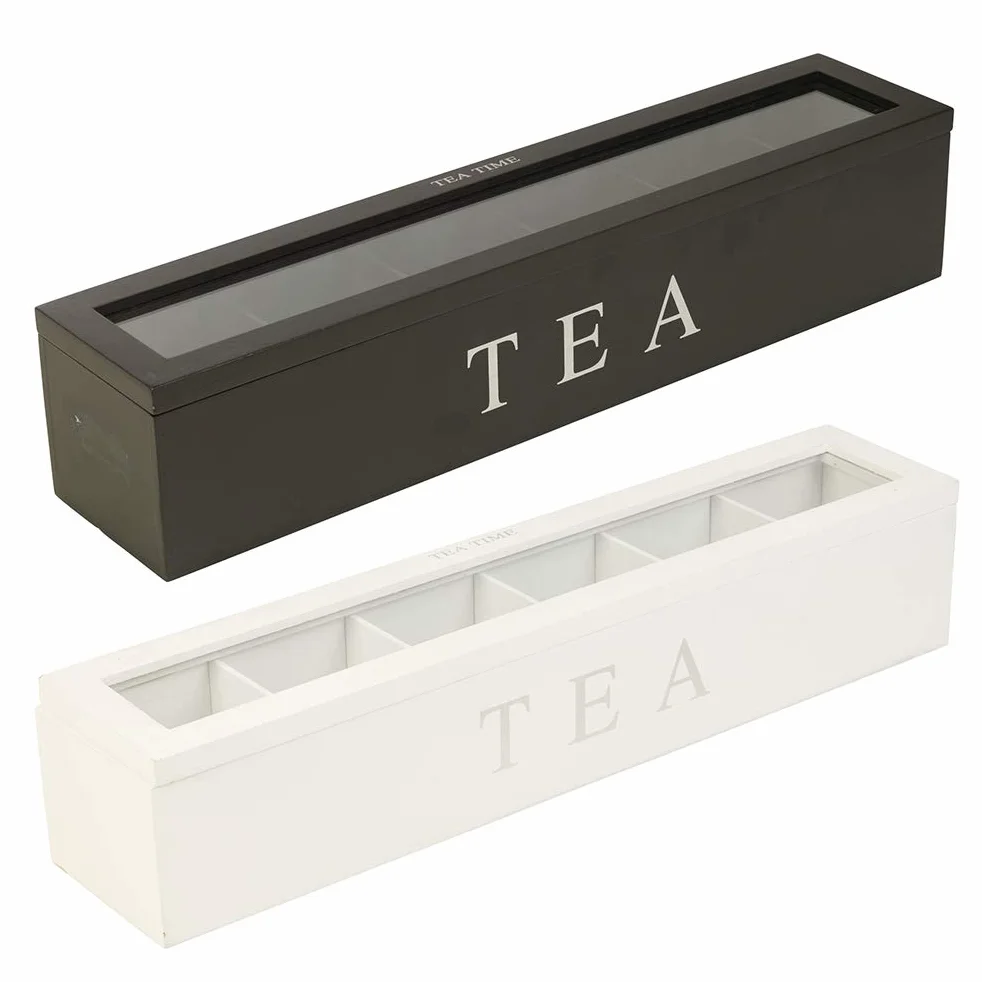Caja de Almacenamiento de Bolsas de té de café, Recipiente de Almacenamiento de Madera con 5 Ranuras, Organizador de Set de Estilo Retro, para Amantes del té (Black)