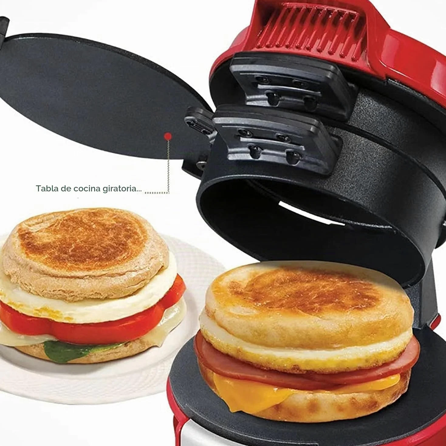 Prensacomercial para hamburguesas,sandwichera de desayuno doble con revestimiento antiadherente extraíble y lavable, completa en 5 minutos,para hacer un panini sándwich hamburguesa