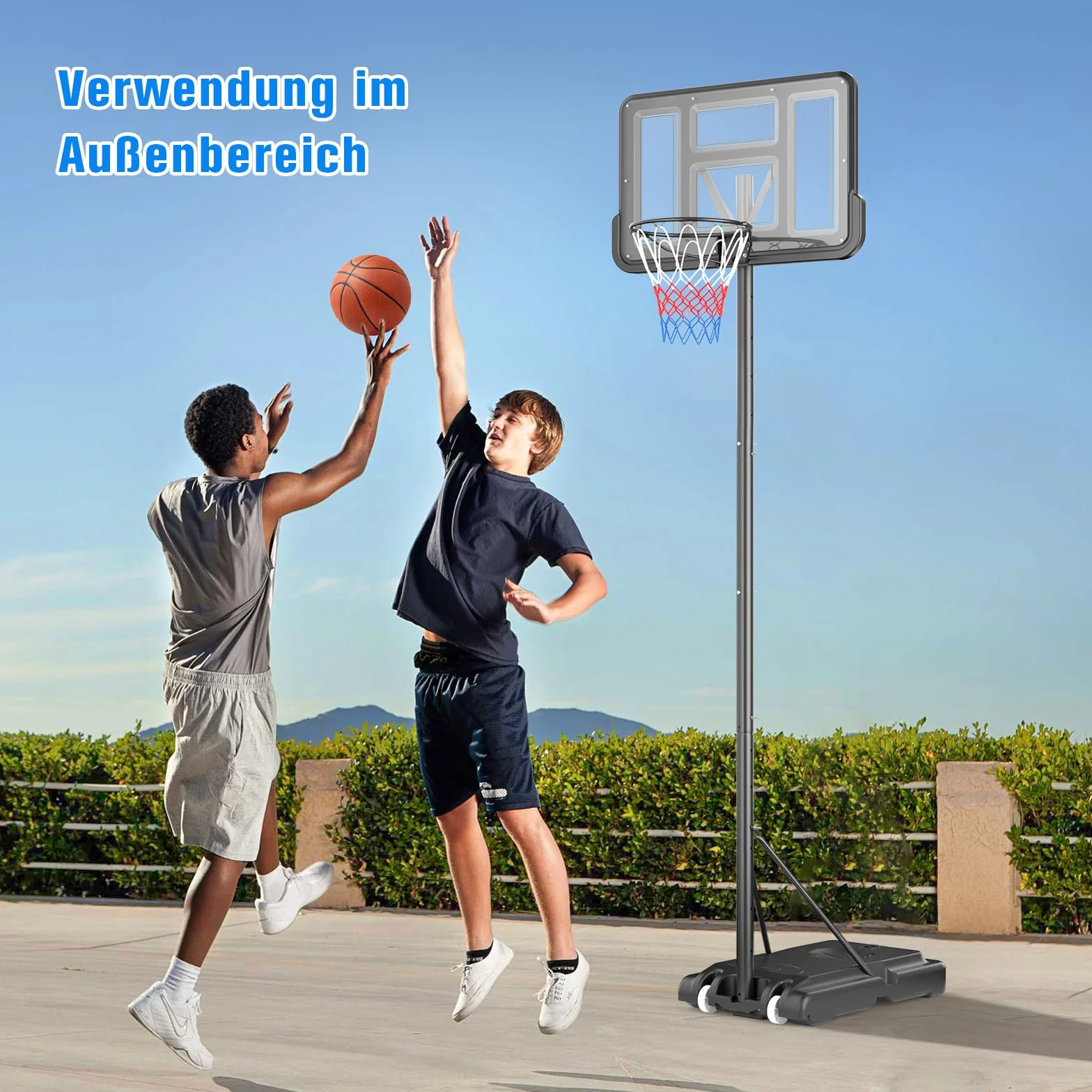 Canasta de Baloncesto para Exteriores Soporte Ajustable 128-305 cm para Niños Adolescentes Adultos Patio Trasero Interior