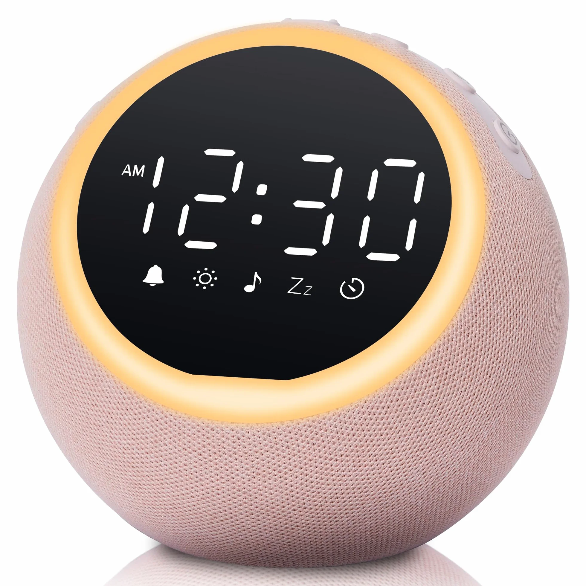 Despertador Digital con Ruido Blanco, Luz Nocturna y Temporizador, 25 Sonidos Naturales, Pantalla Regulable
