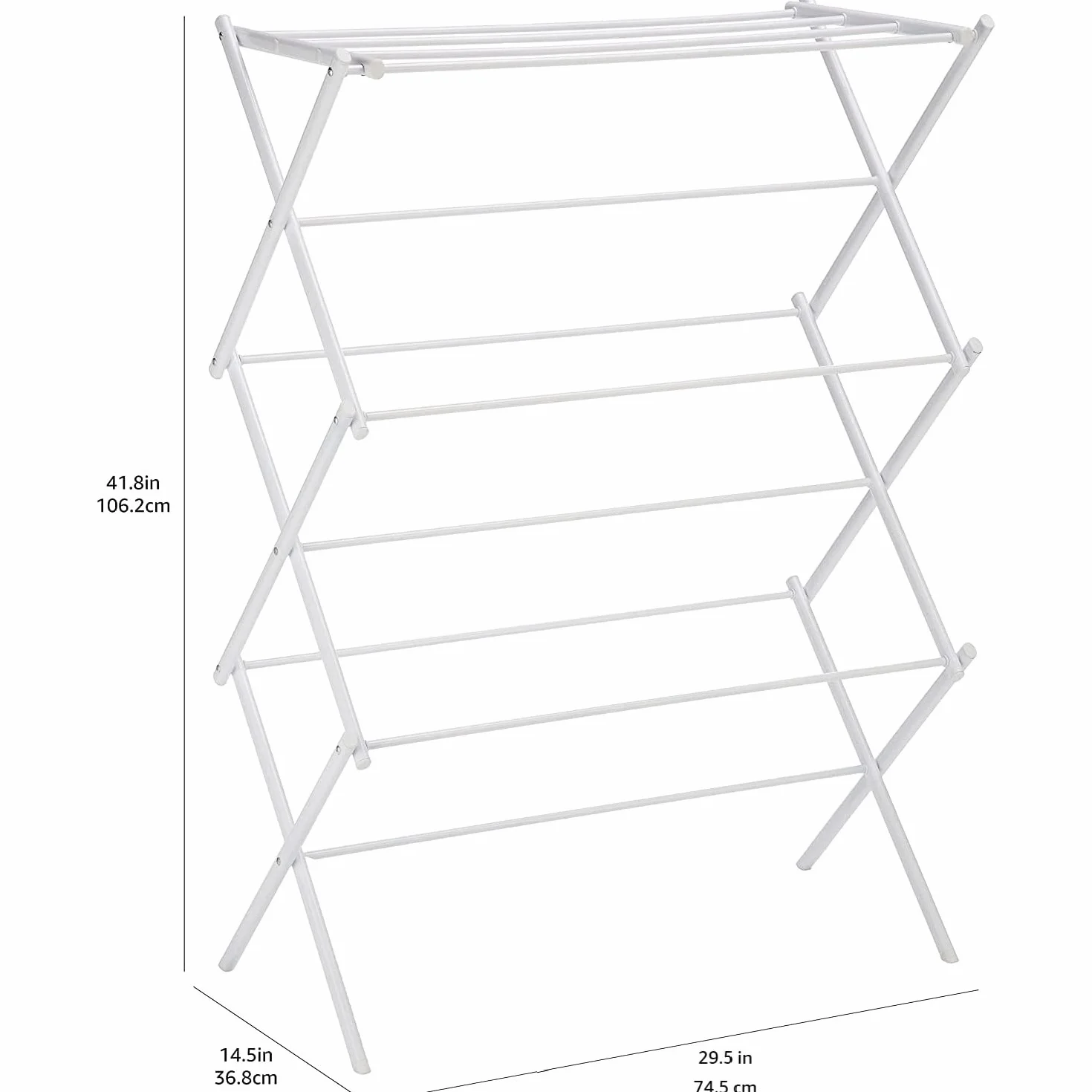 Amazon Basics Tendedero plegable, 14.5" D x 29.5" W x 41.8" H, color blanco.