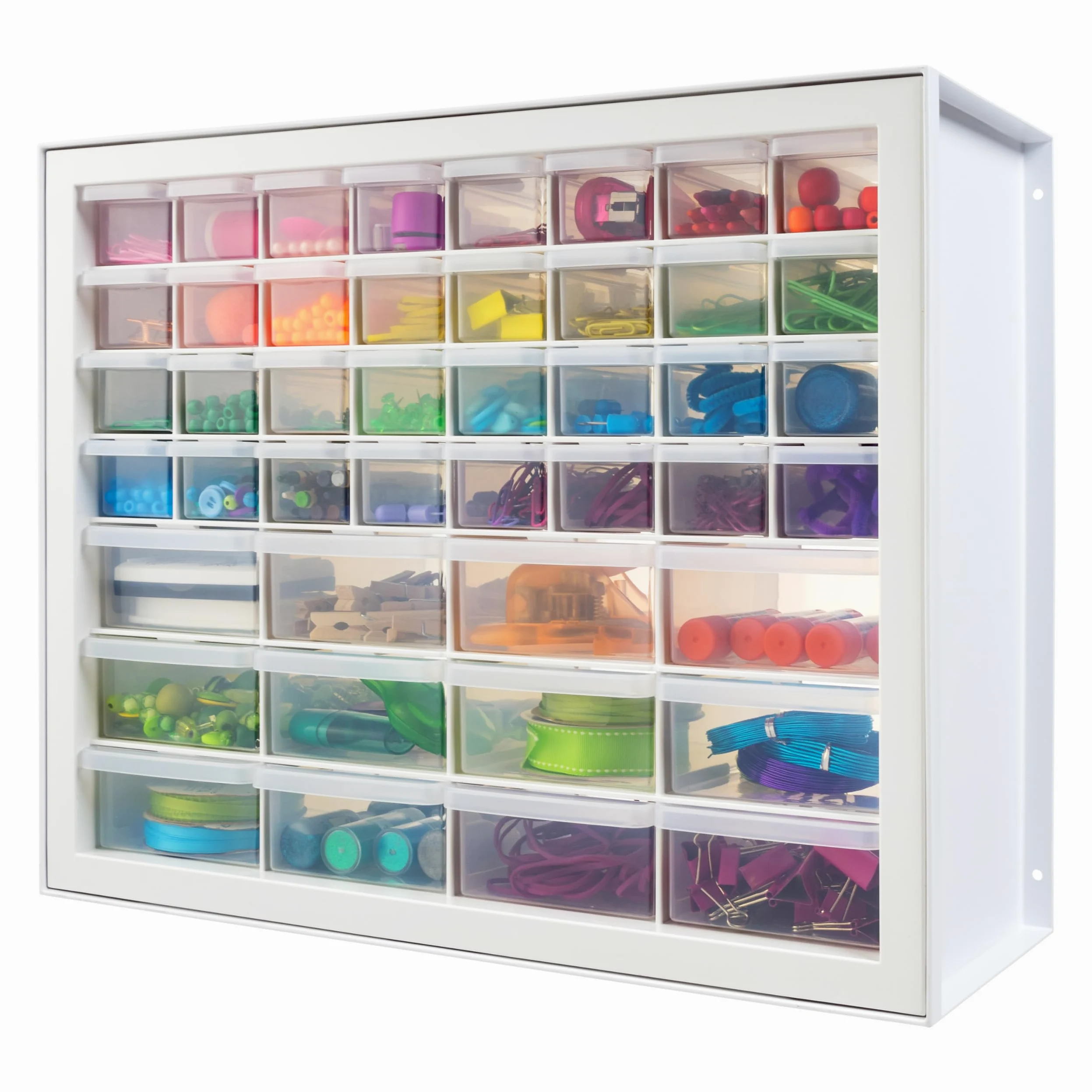 IRIS Armario de almacenamiento apilable con 44 cajones, 49,5 cm de ancho x 17,78 cm de profundidad x 39,5 cm de alto, color blanco, pequeño organizador de ladrillos, caja multiusos para álbumes de