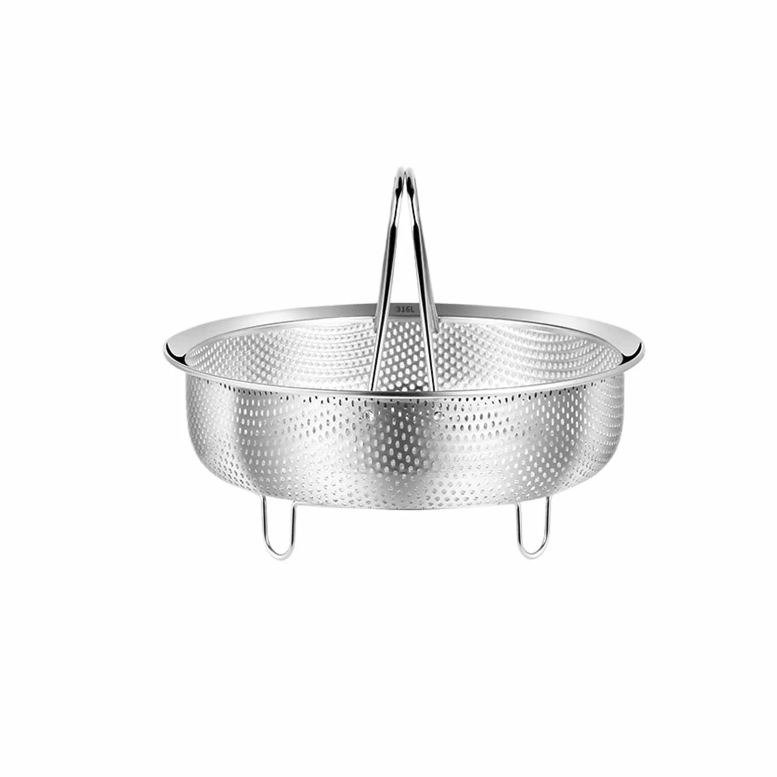Vaporera De Acero Inoxidable Cesta de vapor acero inoxidable con mango silicona for olla a presión arrocera, rejilla, escurridor, utensilios cocina(22cm)