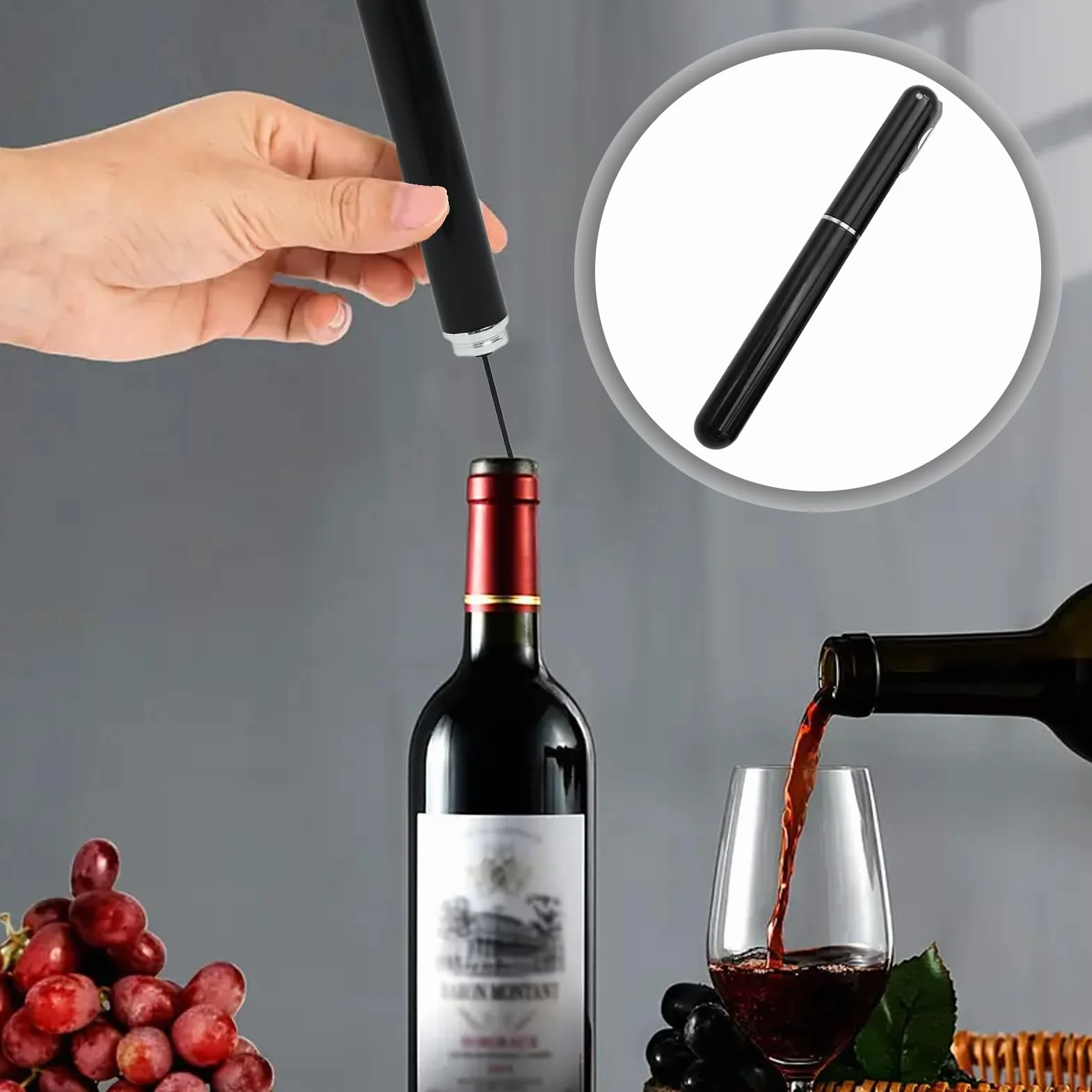 1 abridor de vino a presión de aire 2 en 1 con cortador de papel abridor de botellas, sacacorchos portátil para viajes, ideal para camping, fiestas, bares, regalo para amantes del vino.