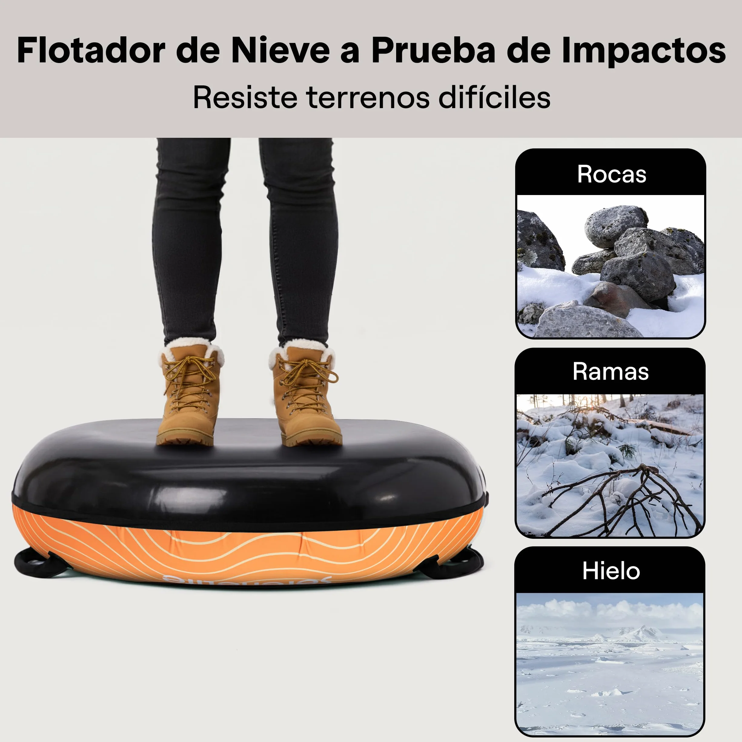 SereneLife Snowtube 101/112/122 cm – Trineo Inflable para Niños y Adultos con Base de Plástico Resistente, Cuerda de Arrastre y Diseño Deslizante para Nieve