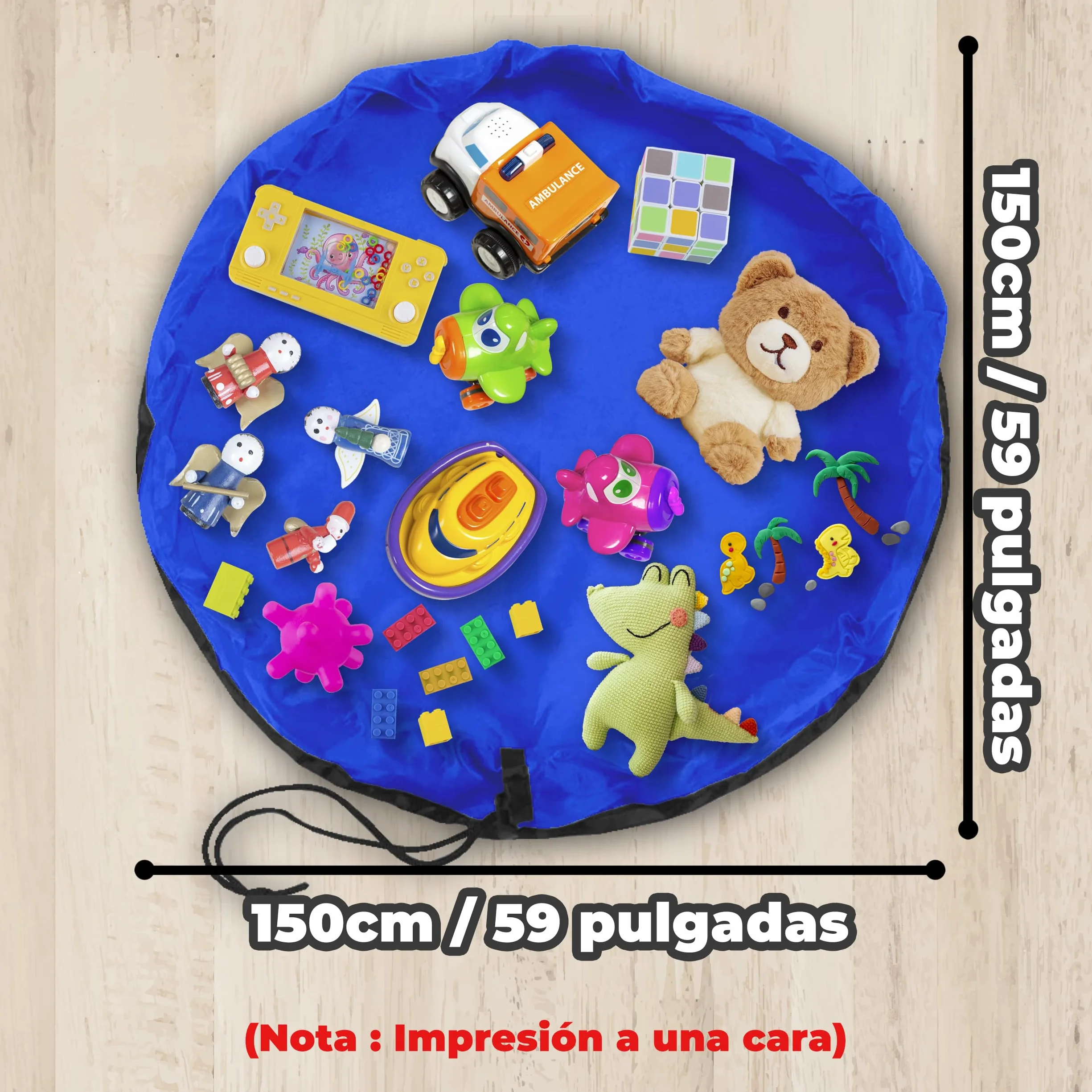 Bolsa Almacenamiento Juguetes Plegable 150cm Azul