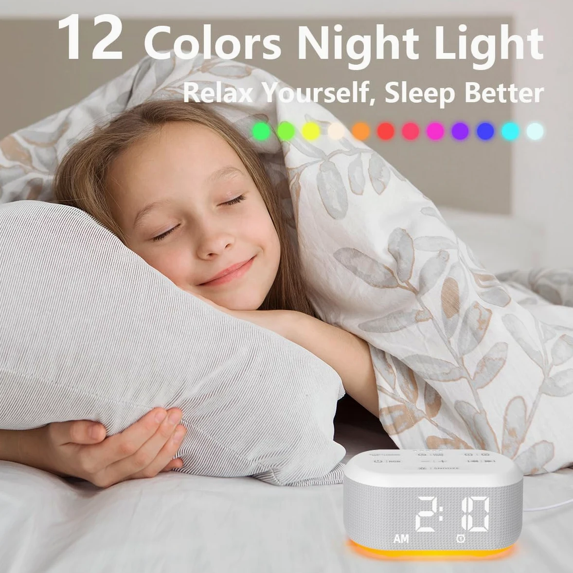 Reloj despertador dual con luz nocturna para dormitorio, reloj digital con 30 sonidos de despertador, reloj despertador para personas que duermen pesadas, repetición de 32 grados de volumen