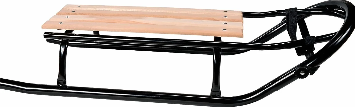 GagaDumi Trineo Oslo de metal, ideal para niños y adultos, capacidad de carga de hasta 120 kg. Patines anchos. Asiento de madera