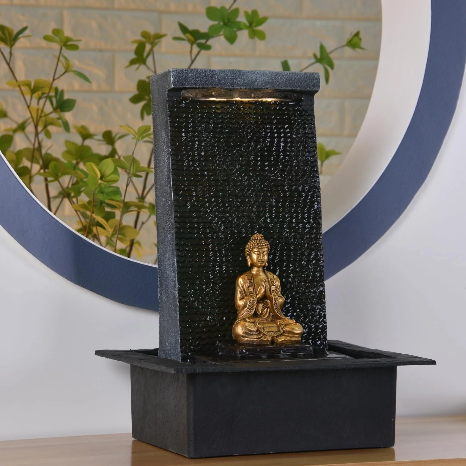 Zen'Light Zenitude Fuente de poliresina Negra 31 x 31 x 42 cm