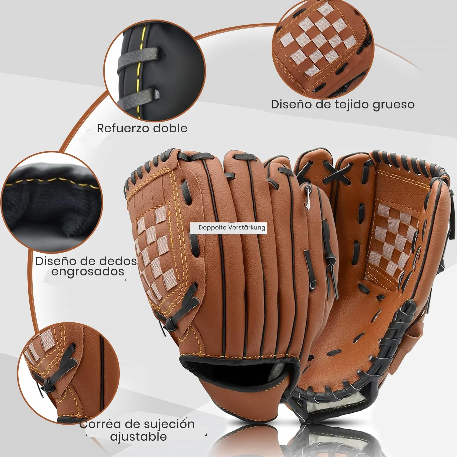 Guante de Béisbol LeapBeast Mano Derecha PU Suave con Pelota Softball