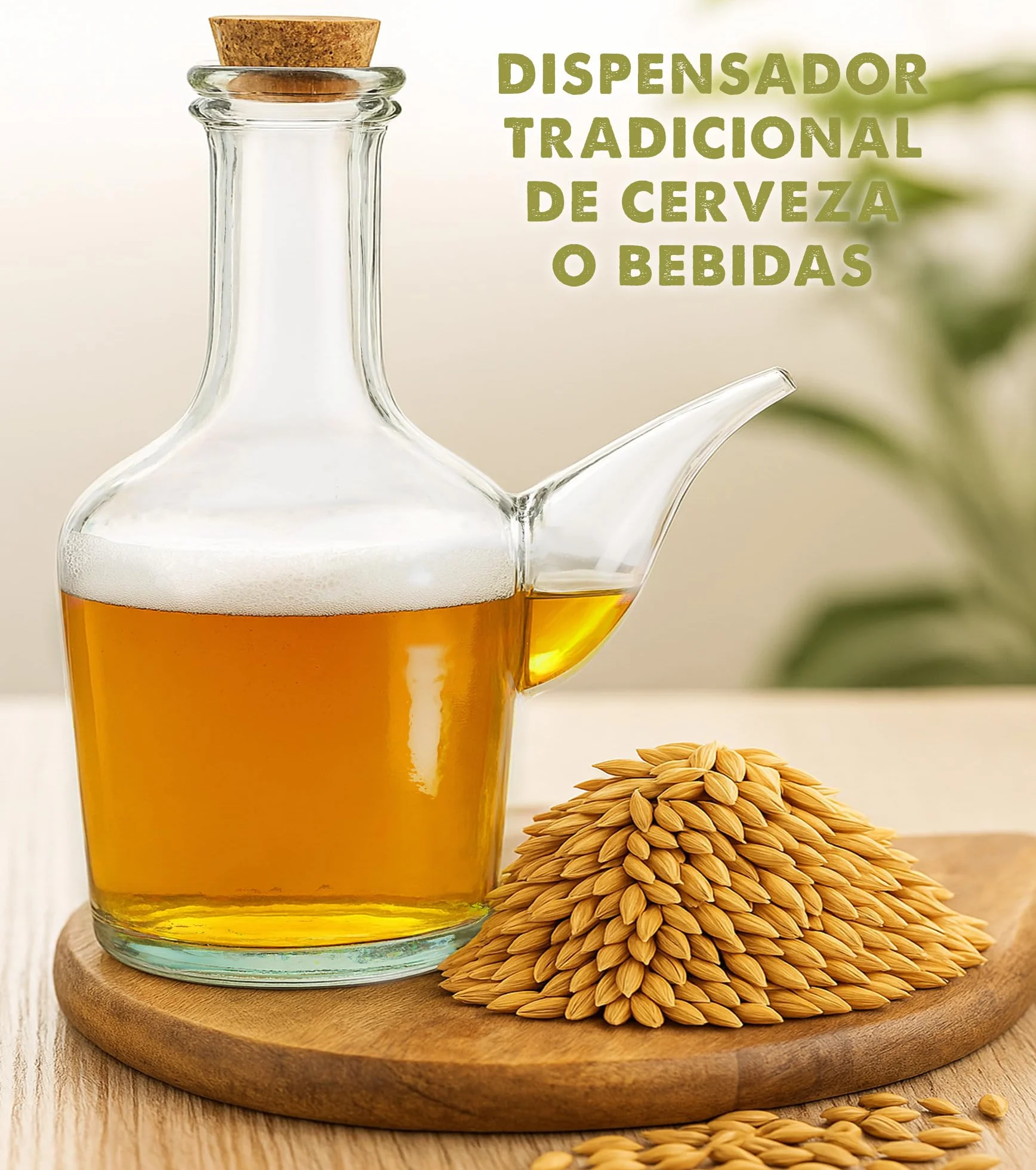 Barral de Vidrio Artesano. Porrón de Vino de Cristal 1000 ml. Aliñador aceite picante. Recipiente Cerveza Barral. Dispensador de aceite y cerveza 0,5l. Fabricado en España. Vidrio 100% Reciclado.
