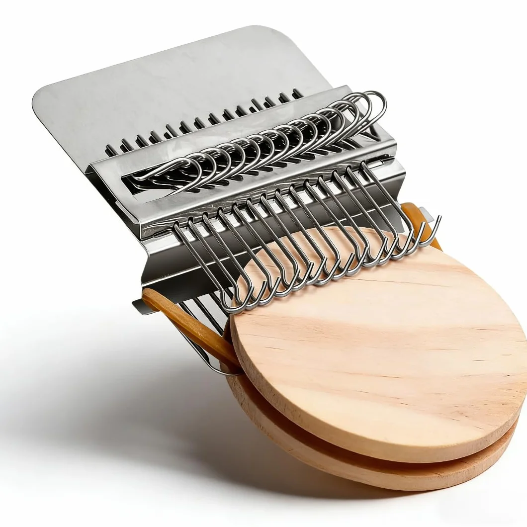 Telar, Telar De Zurcir Herramienta De Tejido Tipo Speedweve Ganchos De Acero Inoxidable Disco De Madera De Pino Kit De Telar Pequeño Reparación Rápida De Agujeros De Ropa Mini Telar (14 Hooks)
