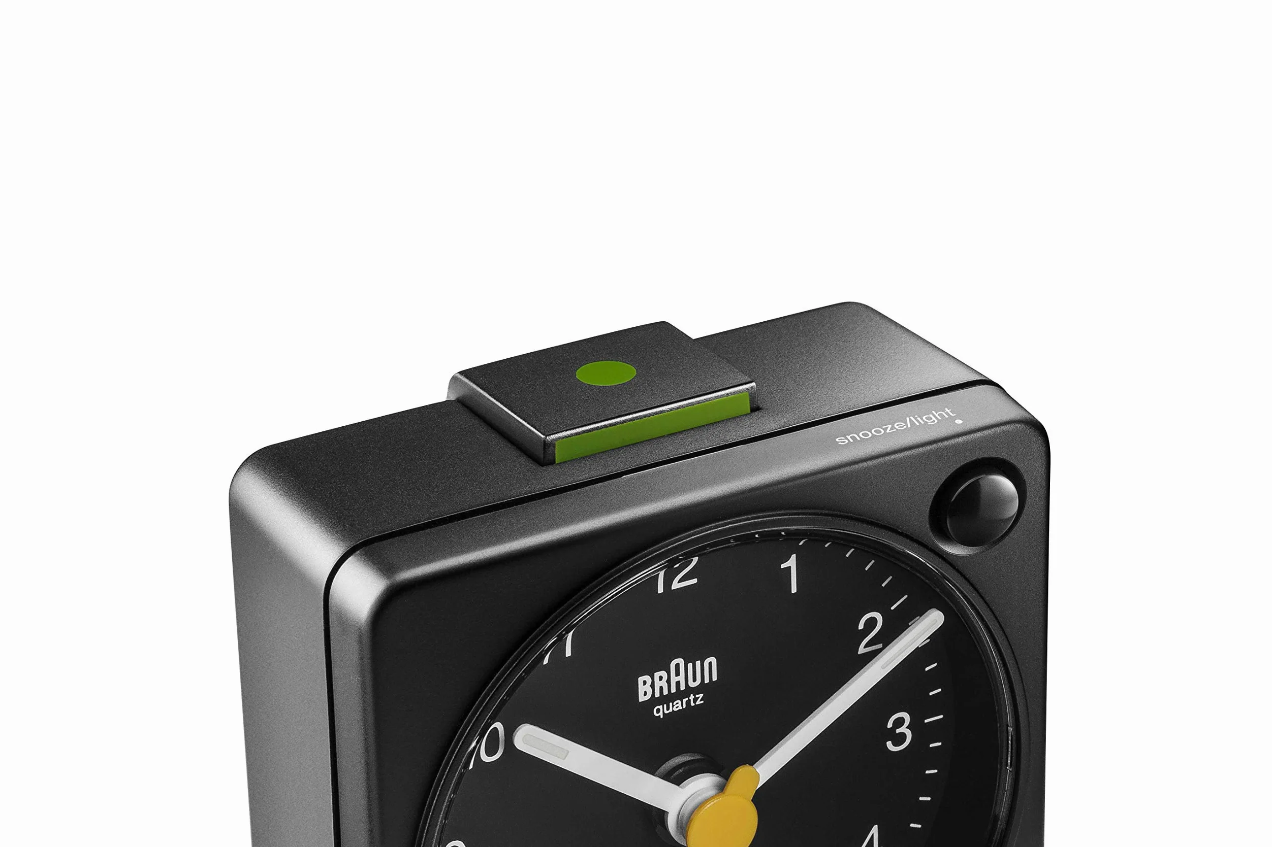Braun BC02XB Classic Analog Travel Alarm Clock with Snooze and Light, Compact Size, Quiet Quartz Movement, Crescendo Alarm, Black