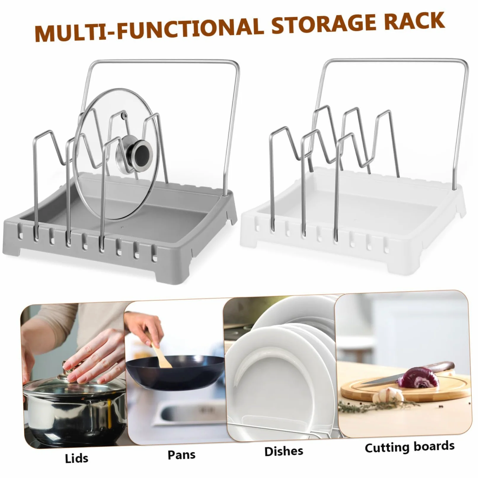 Cabilock 2piezas Rejilla para Tapas de Ollas de Cocina Organizador de Tablas de Cortar Soporte para Tapas de Ollas para Cocina