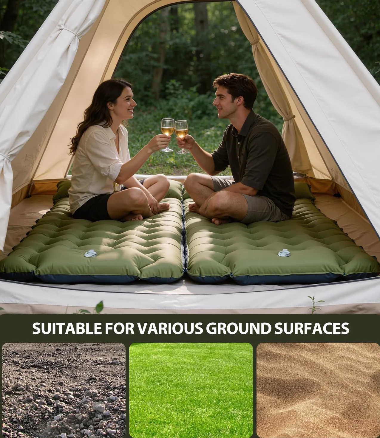 Colchon Hinchable Camping Ultraligera Resistente con Almohada Individual para Playa Viajes