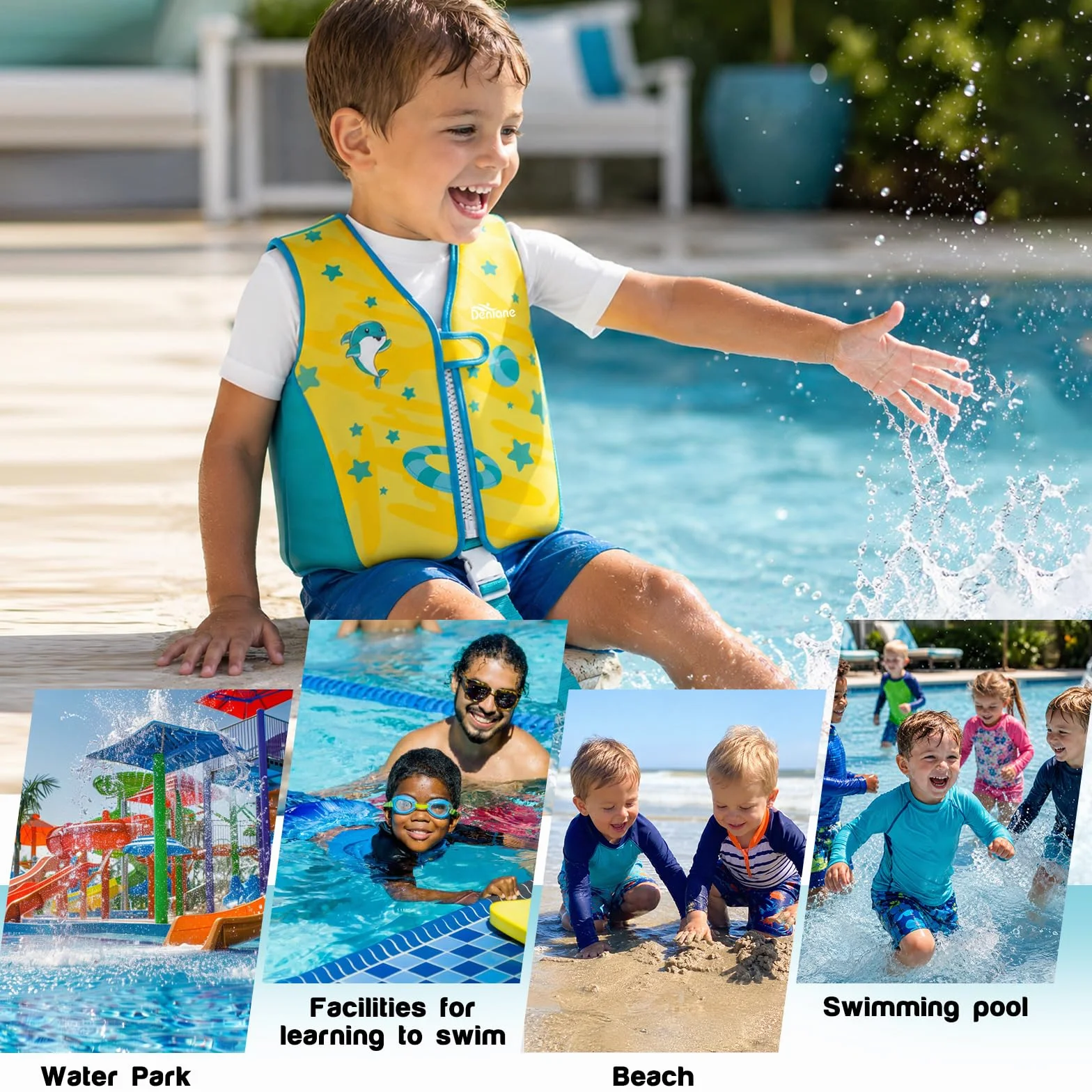 Chaleco de natación de Neopreno para niños, 2 a 6 años Traje de baño para niños y niñas, Traje de baño de Entrenamiento de natación con Correas de Seguridad Ajustables - Amarillo/S (15-30 kg)