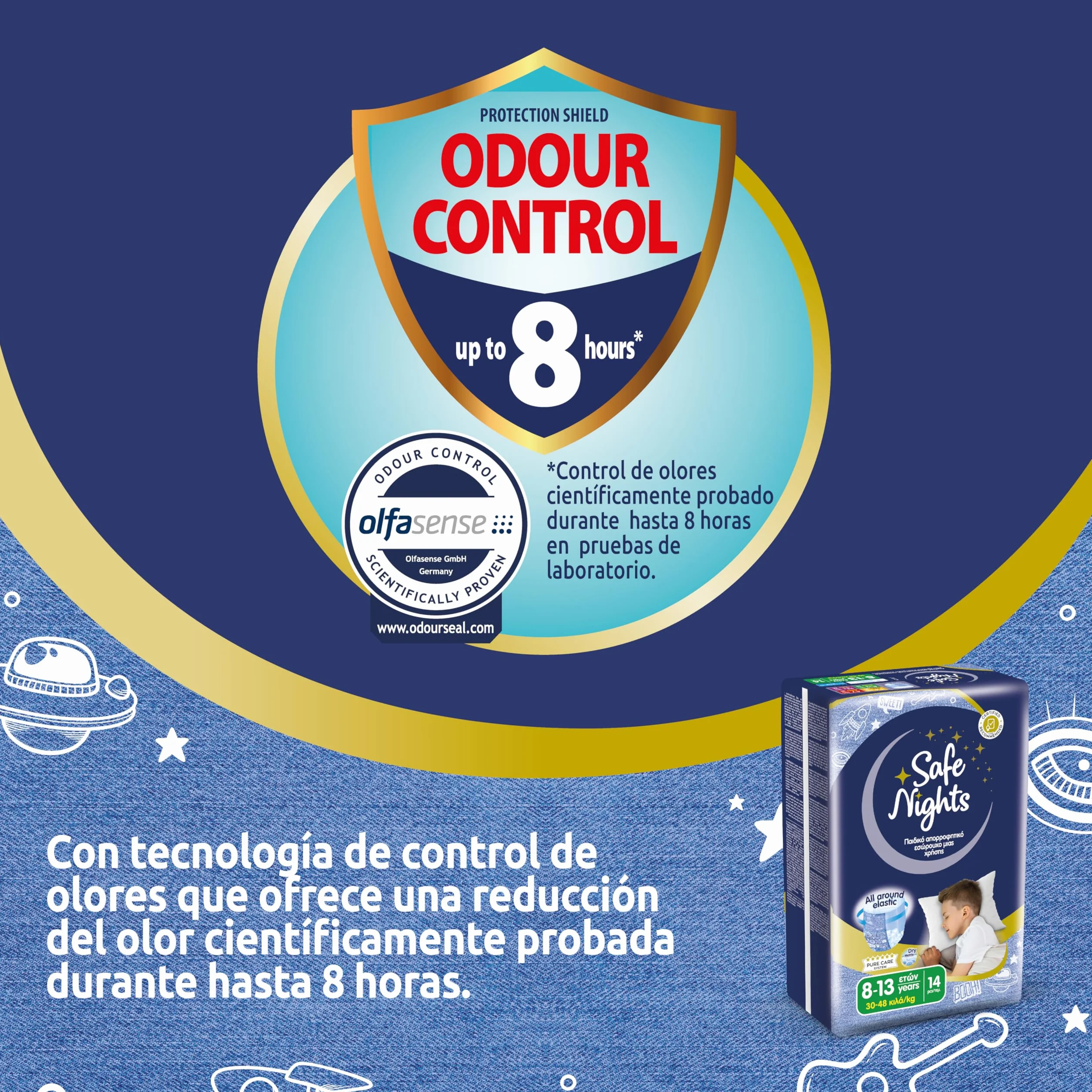 Babylino Safe Nights Boy Pañal Nocturno Absorbente 30-48 kg 14 Unidades
