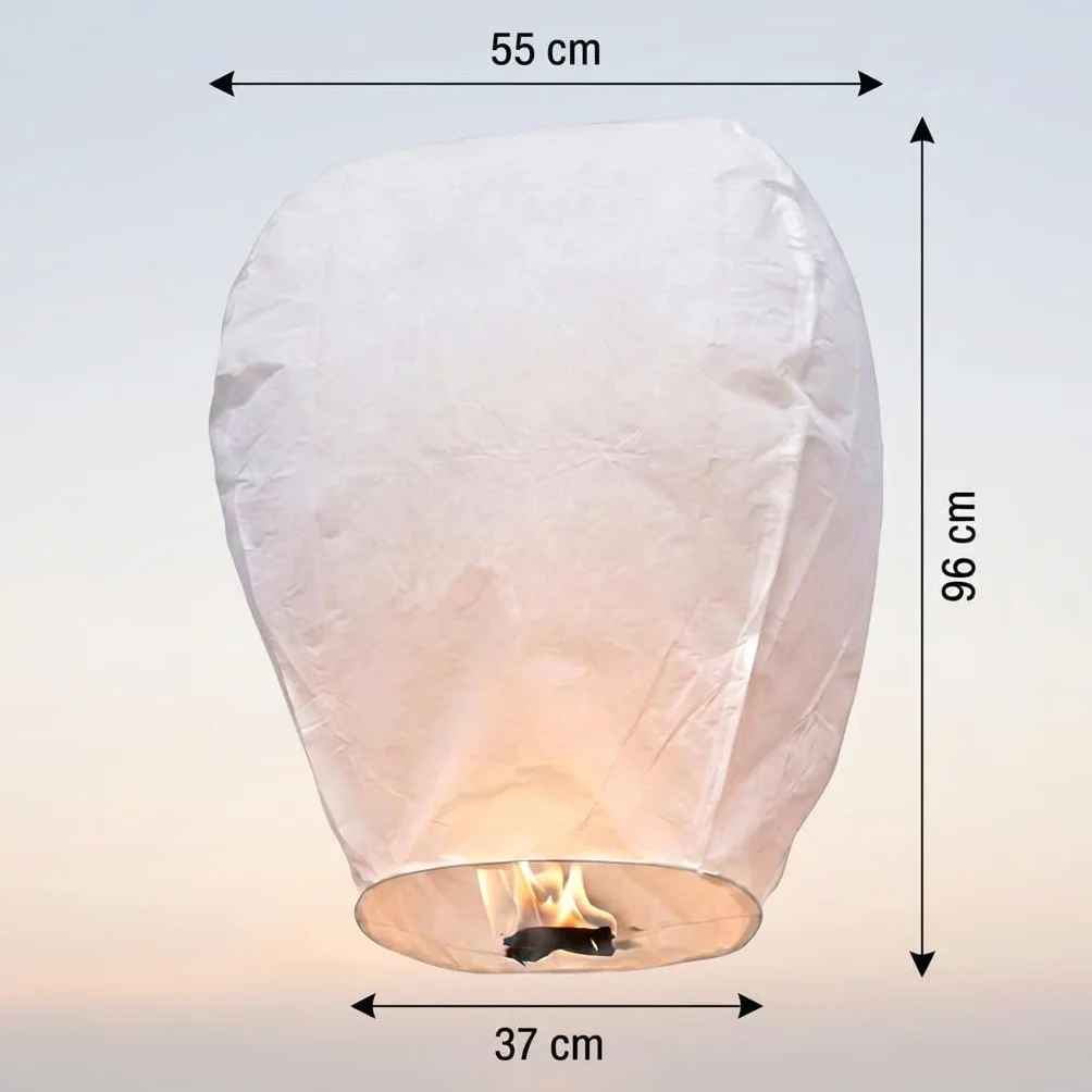 Ediesi, Farolillos Voladores de Papel, 10 Unidades, 100% Biodegradables, Velas Voladoras, Farol Volador, Sky Lanterns, con Rotulador para Escribir Deseos