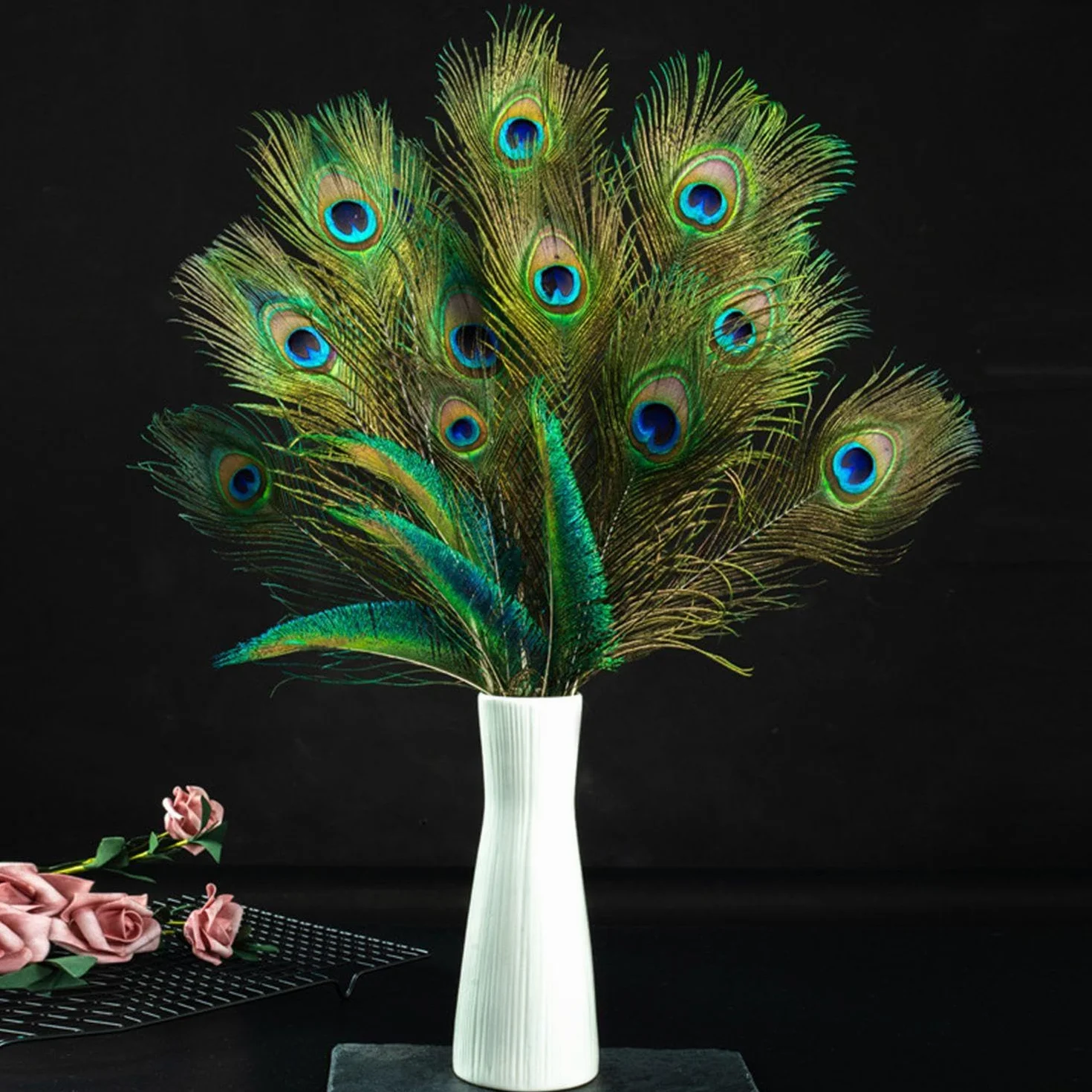 YSJCHEBS 25 Uds Plumas De Pavo Real Decoración del Hogar Materiales Artesanales DIY Decoraciones De Plumas Decoraciones Creativas