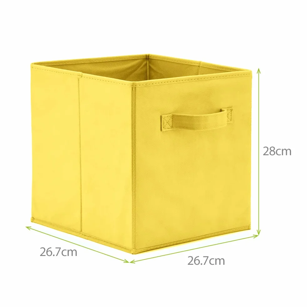 EZOWare Juego de 6 Cubos de almacenamiento de tela plegables con asas, 26.7 x 26.7 x 27.8 cm, Amarillo