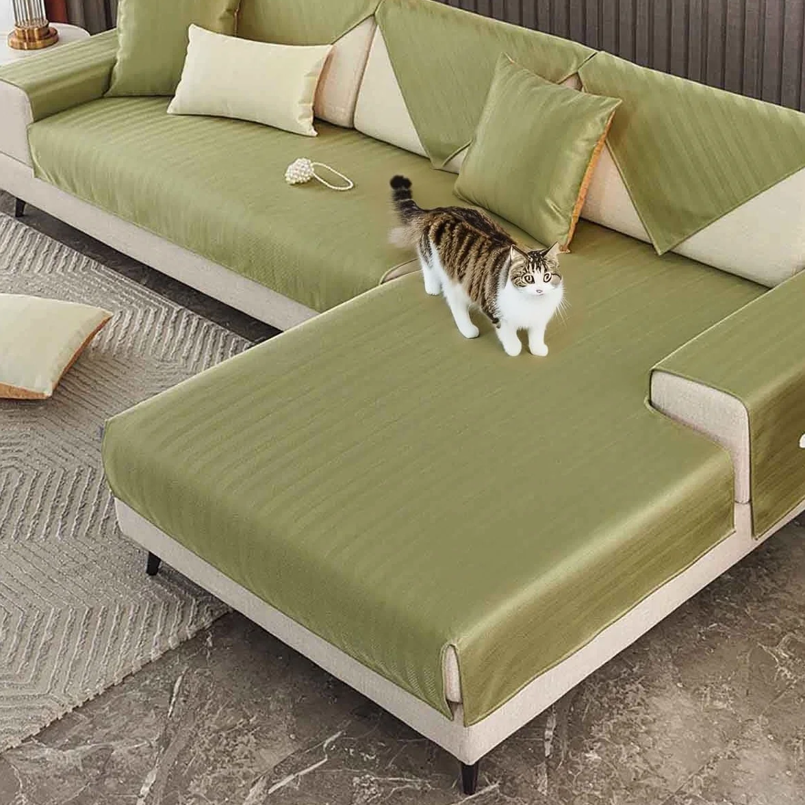Funda de sofá en forma de L, tacto fresco con silicona antideslizante, apta para mascotas, antimanchas, para perros y gatos, duradera y elegante protector de muebles