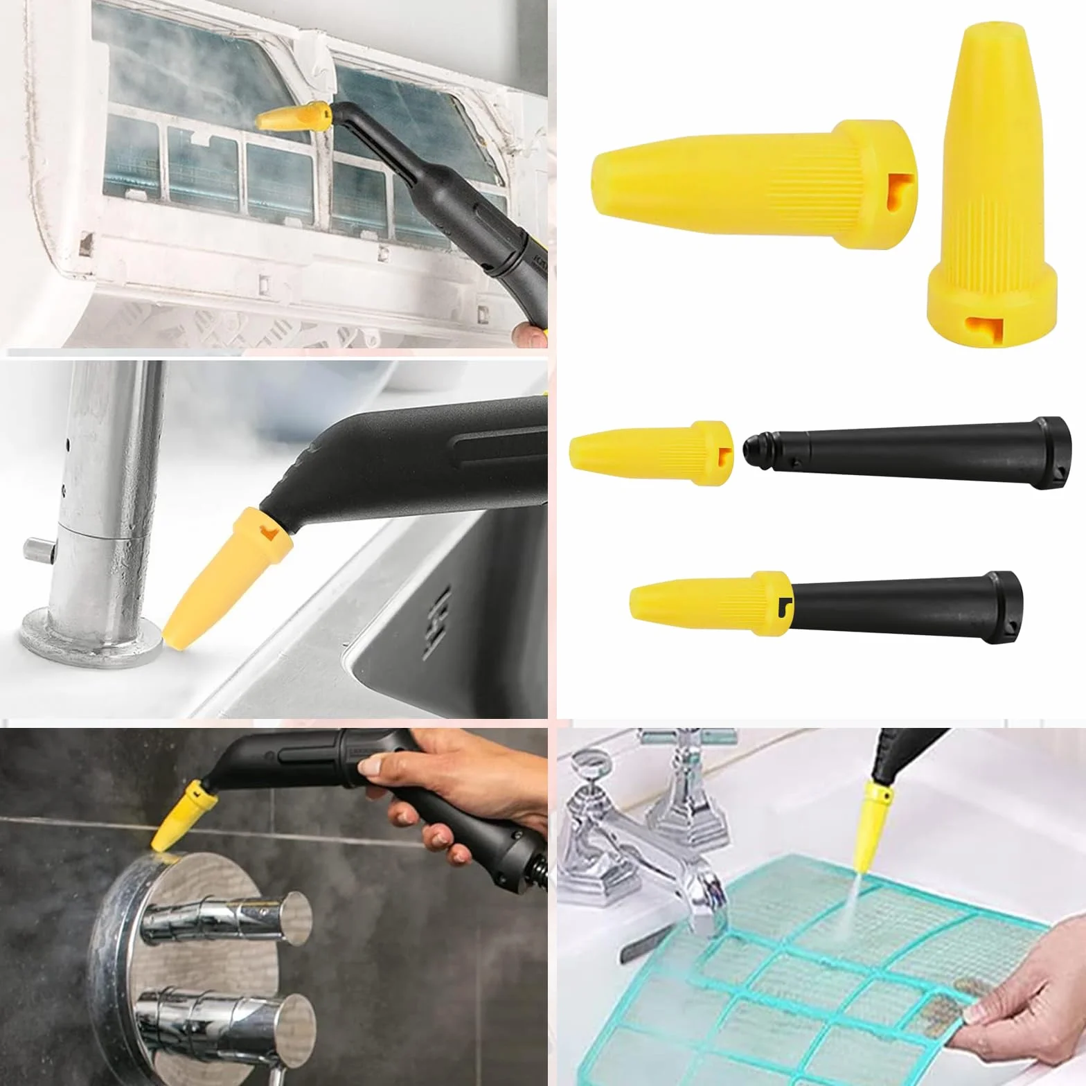 6 Piezas Accesorios Para Limpiador A Vapor para Kärcher SC1-SC5 CTK10 CTK20, Juego De Cepillos Redondos para Kärcher Accesorios Limpiador A Vapor, Repuestos para Kärcher
