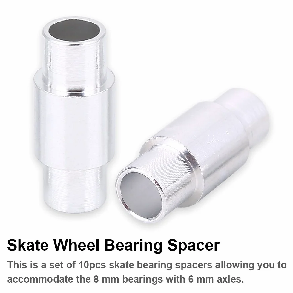 Asixx Espaciadores de cojinetes para patines en línea, 10 piezas de aluminio, 8mm rodamientos con ejes de 6mm