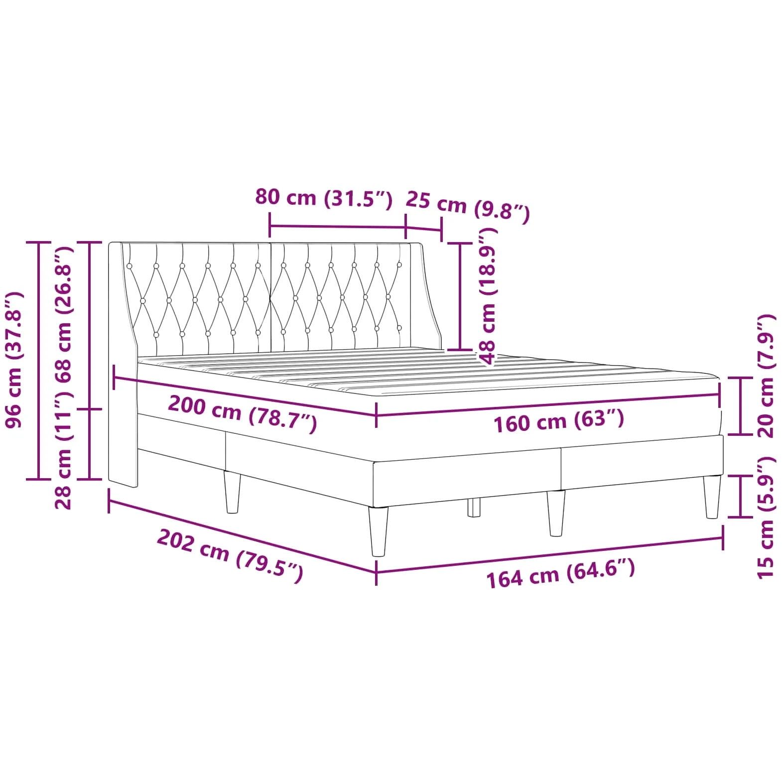 Estructura de cama con colchón de terciopelo gris claro, 160 x 200 cm, incluye colchón de espuma de 20 cm, marco de madera contrachapada, para dormitorio e invitados