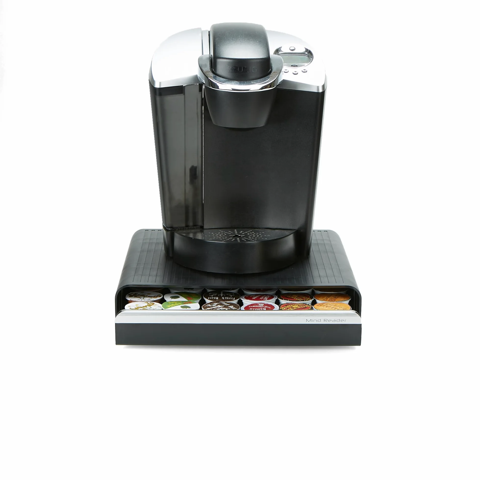 Mind Reader Hero - Soporte-cajón de almacenamiento para 36 cápsulas de café, en color negro