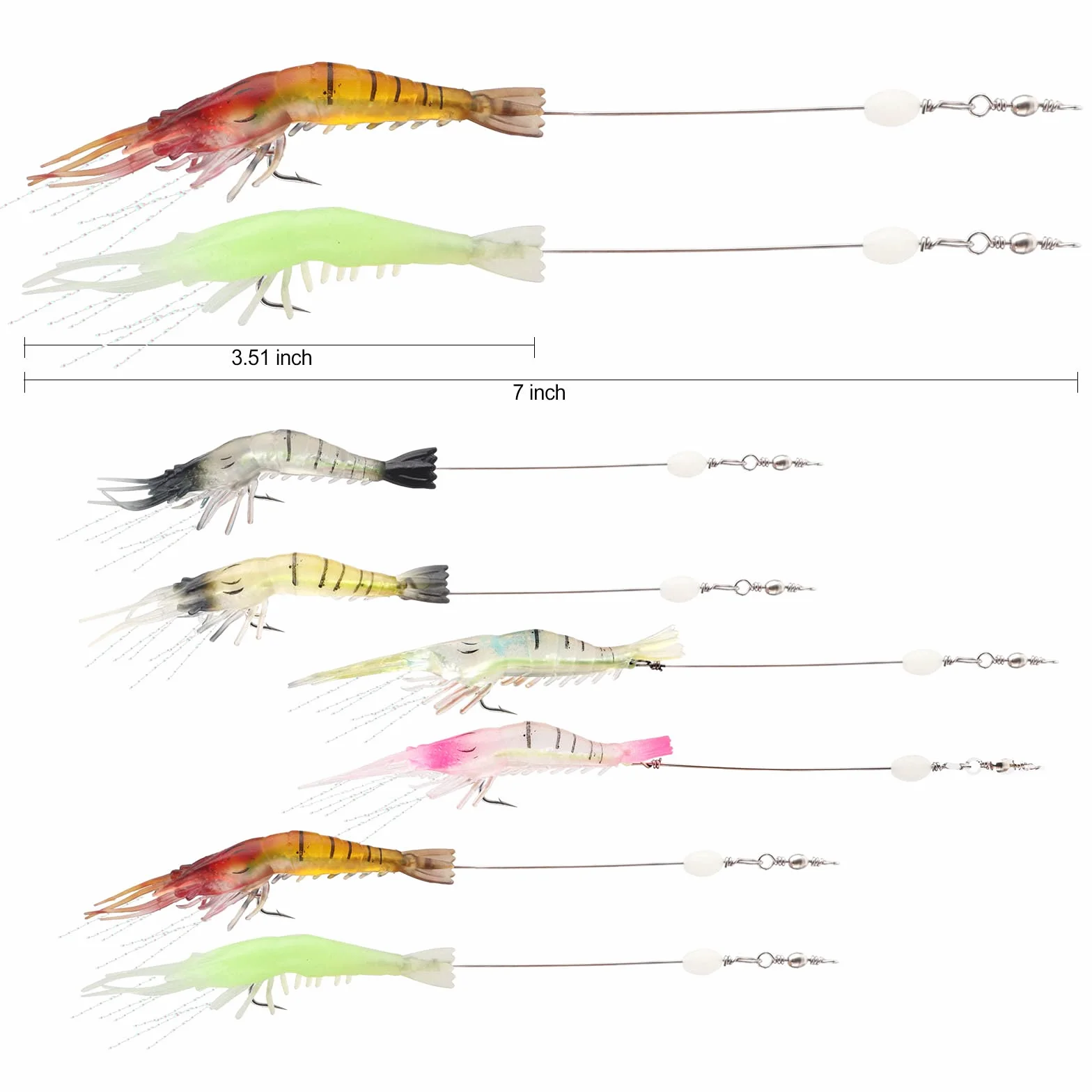 Cebo Camarón Laser 3D Artificial Anzuelo Spinning Flotantes para Pesca con Mosca Perca (6 Colores)