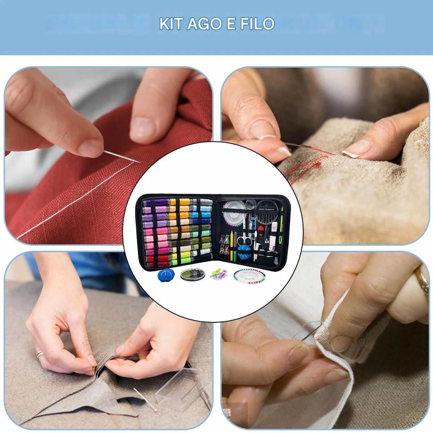 Kit De Costura Estuche Completo De Agujas Para Viaje | Kit de Herramientas Portátil y Resistente para Regalo de Mujeres Adultas Madres Abuelas