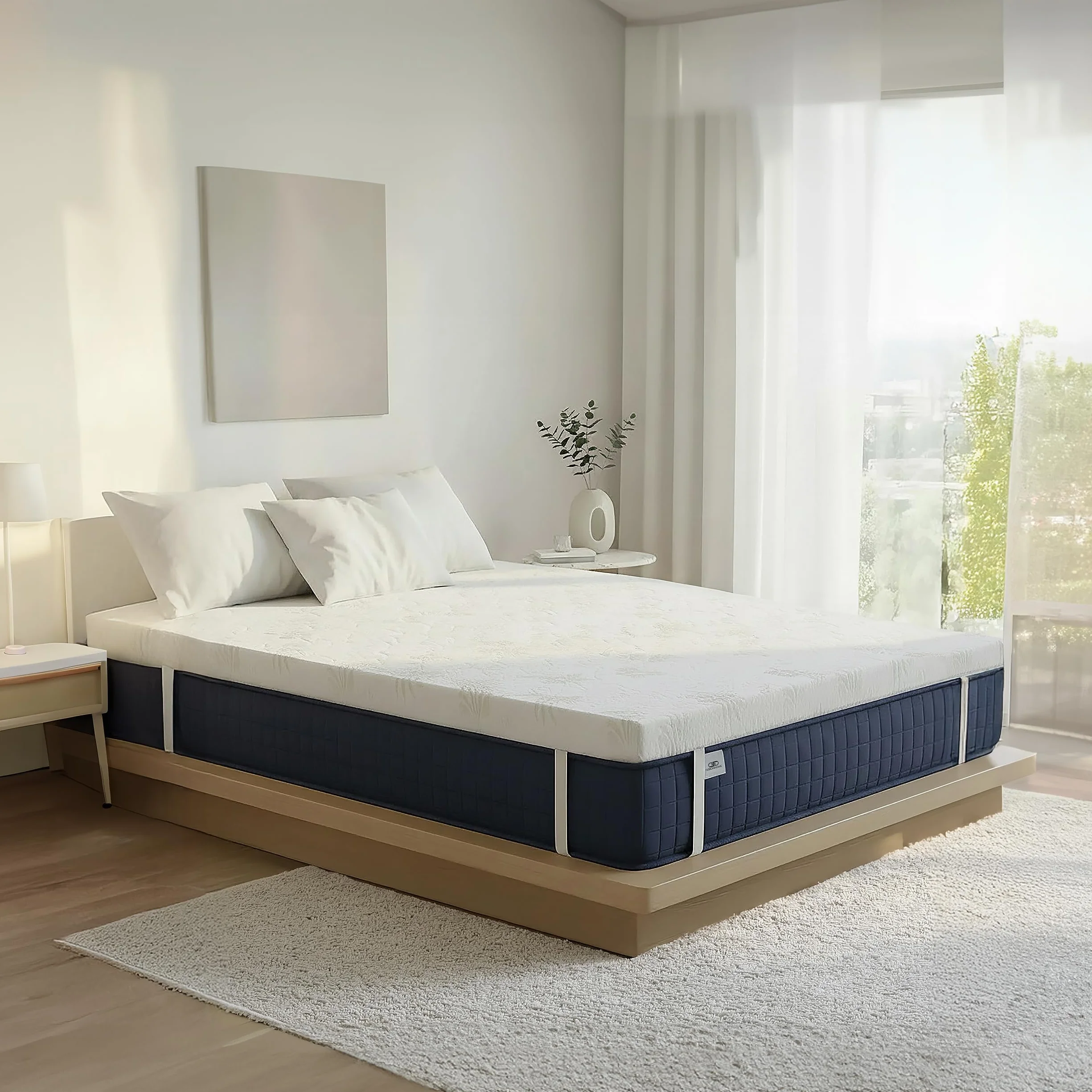 Topper Viscoelástico 90x190 Aloe Vera - Grosor 5 cm - Viscogel de Alta Densidad Memory Foam - Funda con Cremallera Extraíble y Lavable - sobre Colchon Matress Topper Colchon