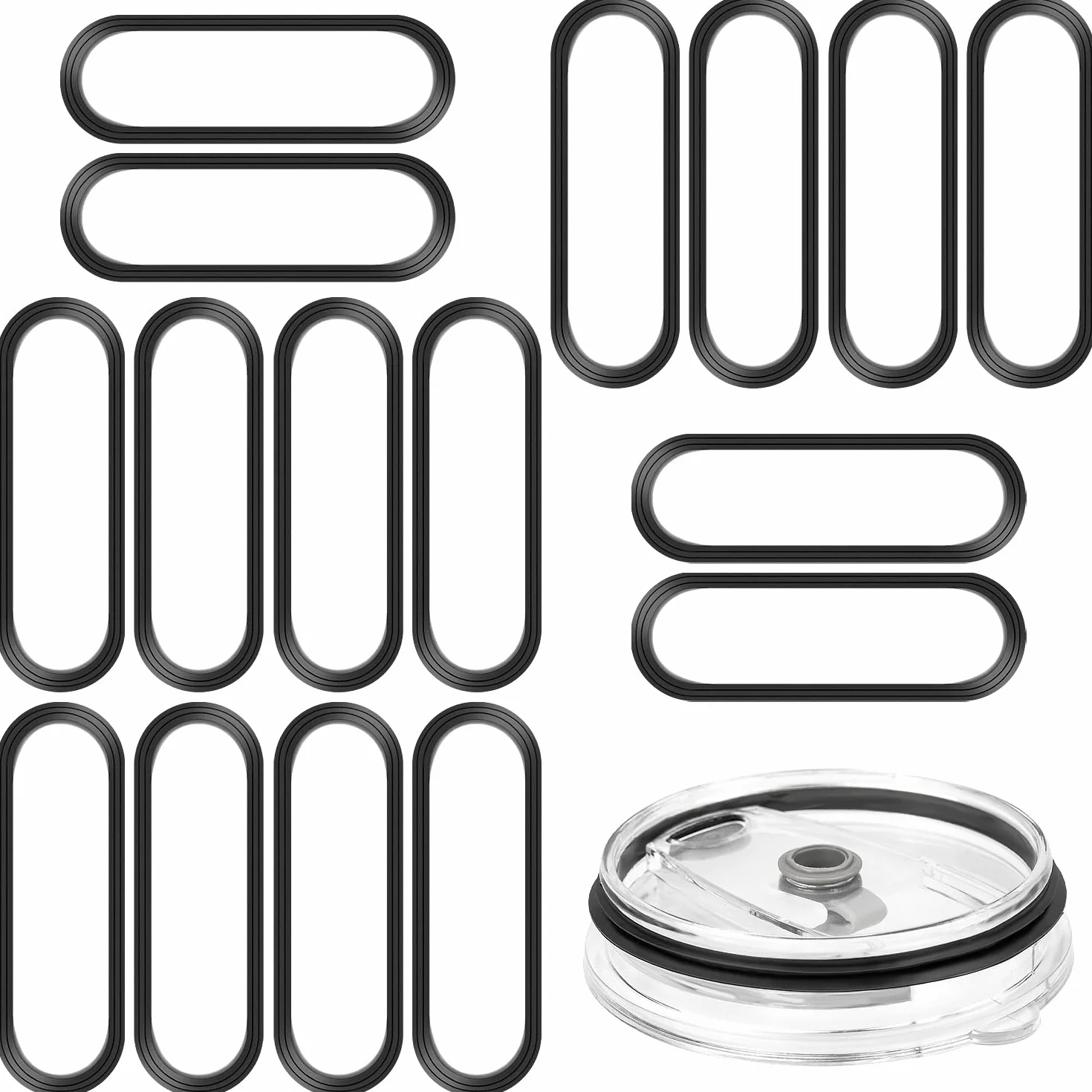 16 anillos de tapa de goma de repuesto de 20 onzas, sellos de junta de 3.7 pulgadas de diámetro, compatibles con pajitas de 20 onzas, piezas de anillo de sellado de silicona a prueba de fugas, para