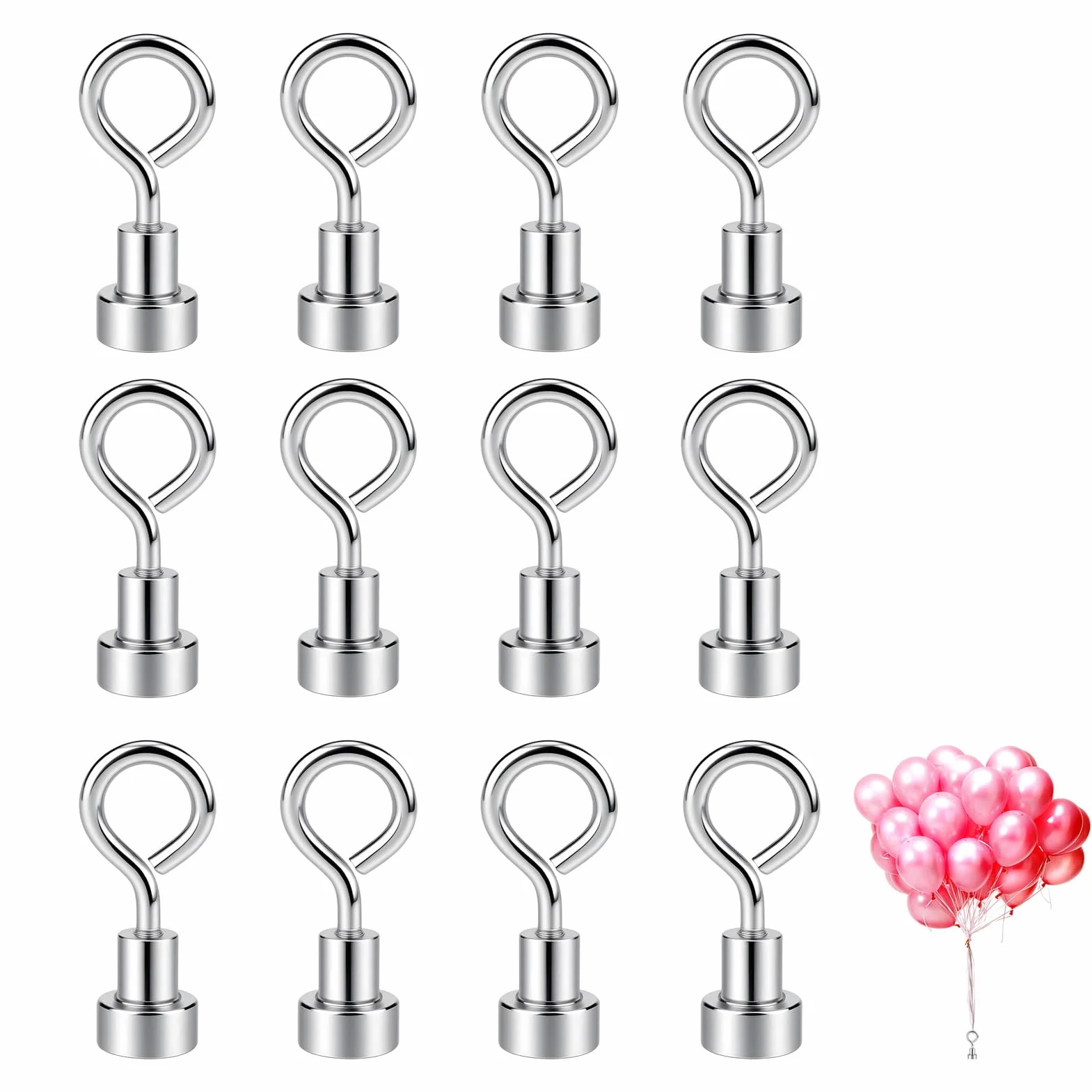 Pesas para Globos de Helio Reutilizable, Magnéticas Plateadas para Fiestas, Bodas, Cumpleaños