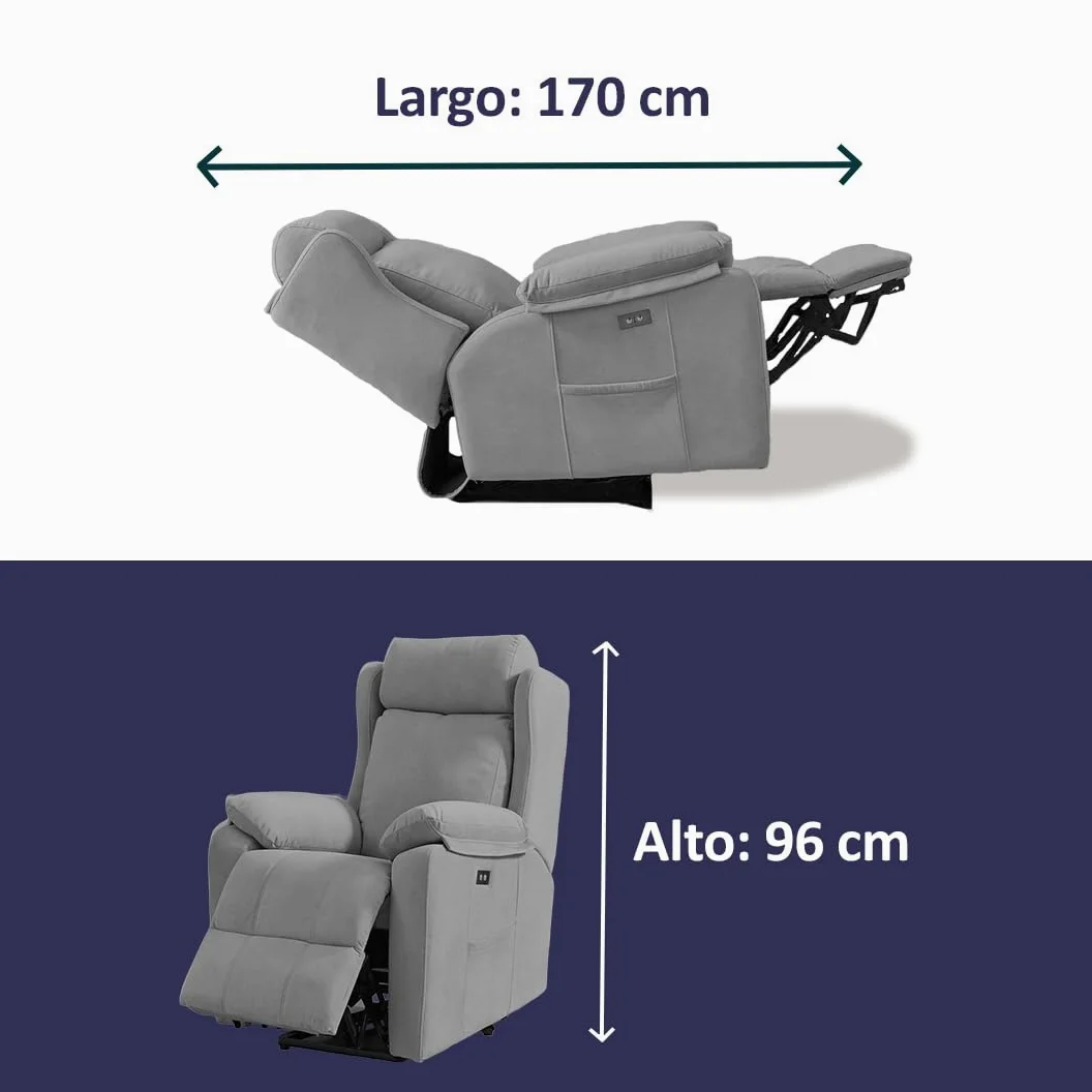 Genérico SILLÓN Relax ELÉCTRICO RECLINABLE Gravedad Cero (SILLÓN Relax ELÉCTRICO Gravedad 0 Y Cabezal, Gris)