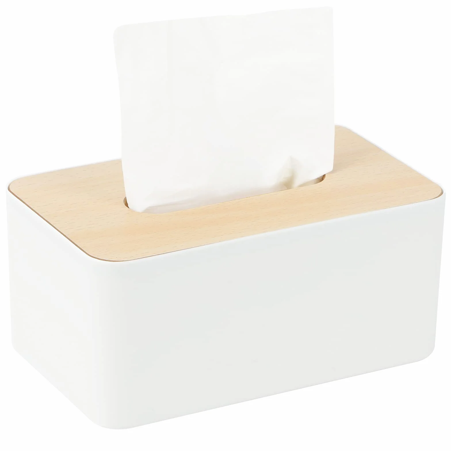 Caja de Pañuelos,21.5X13X10cm, Pañuelos de Papel Rectangular para Comedor, Despacho, Coches, Baño (Blanco)