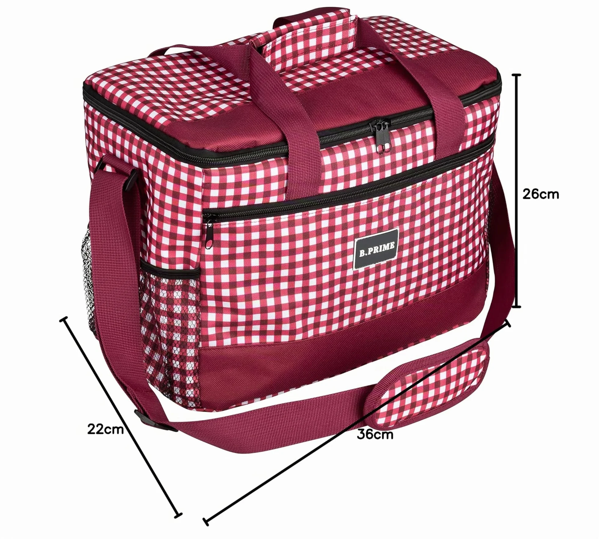 B.PRIME Classic Bolsa Nevera Isotérmica 20L 36x26x22cm para Picnic Camping Aire Libre