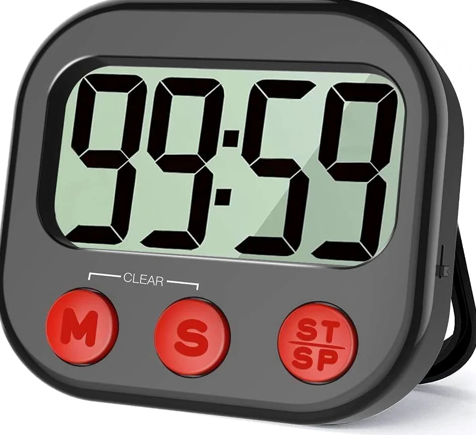 Temporizador de cocina, temporizador visual digital, reloj magnético, cronómetro, temporizador de cuenta regresiva, pantalla LCD grande, dígitos grandes, alarma fuerte para cocinar, ducha, baño