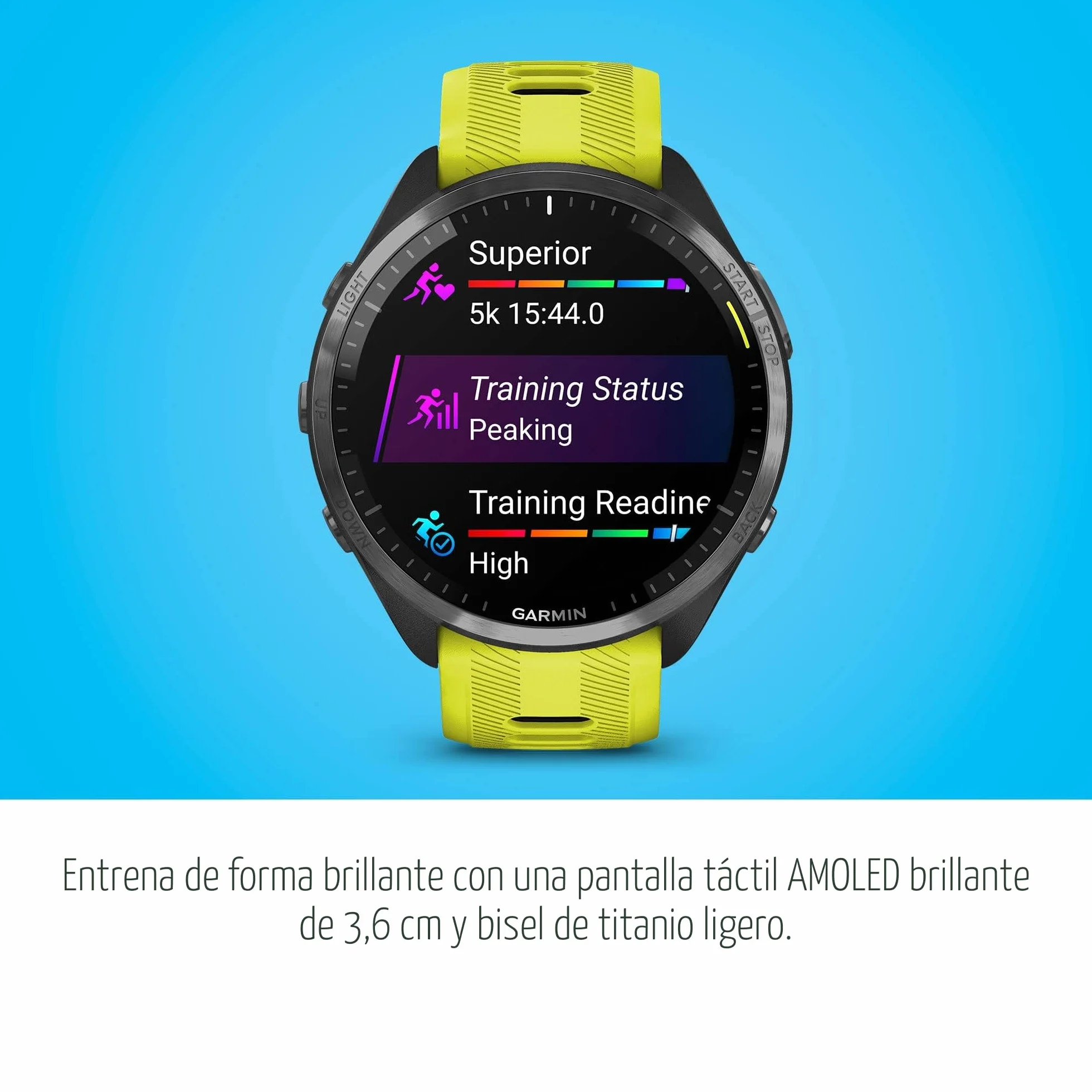 Garmin Forerunner 965 Reloj Inteligente para Correr, Pantalla AMOLED, Medidas de Entrenamiento, Negro y Amarillo