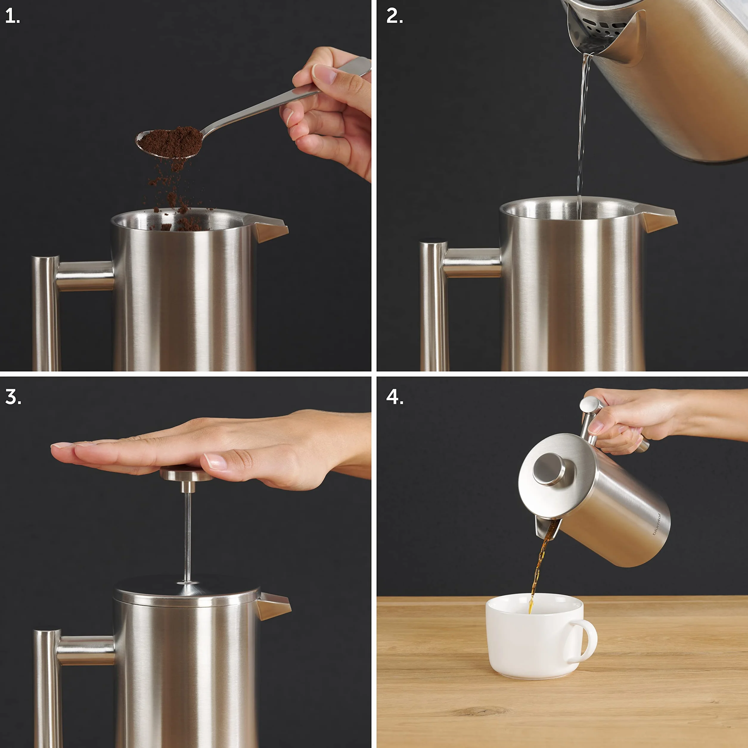 Blumtal Prensa francesa de Acero Inoxidable 350 ml Cafetera termo doble pared aislada con filtro recambio