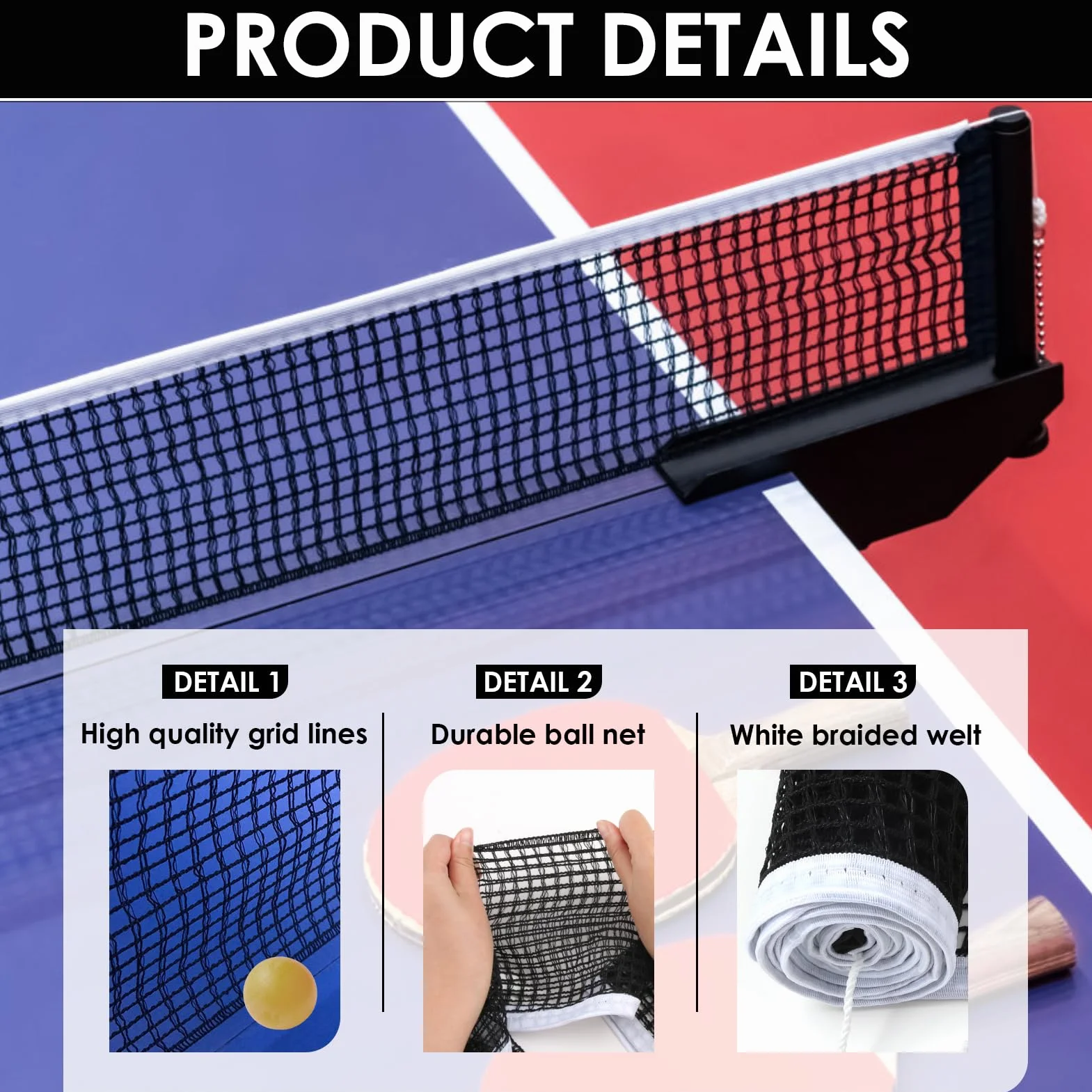 Red de Reemplazo de Tenis de Mesa Ping Pong 180 x 15cm Compatible Varios Tamaños