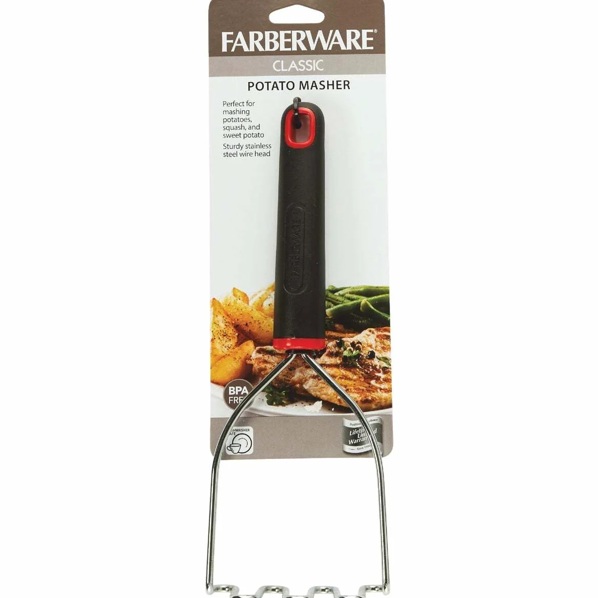 Farberware 5211649 - Masher de patatas, color negro y plateado