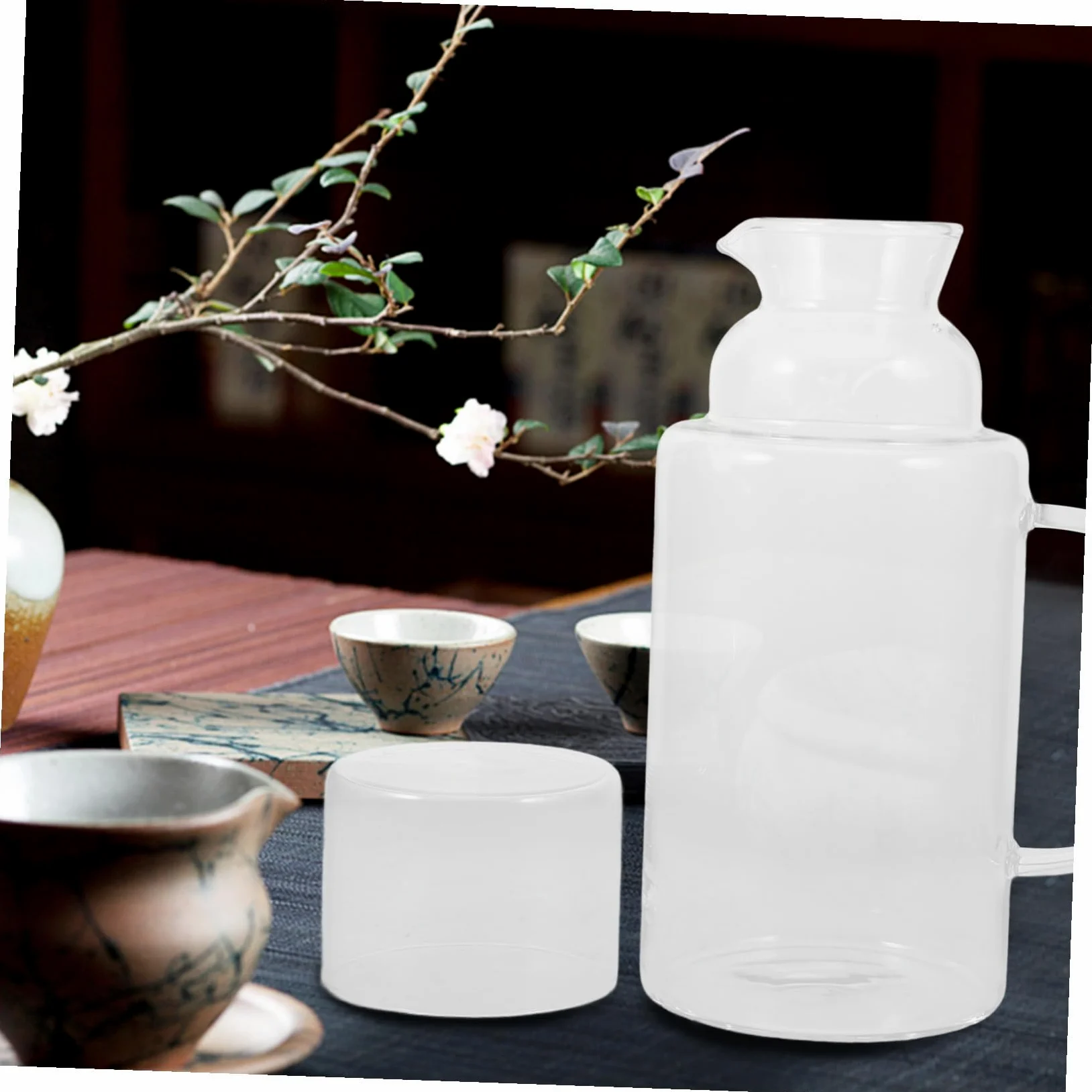 GALPADA Jarra de Vidrio Resistente Altas Temperaturas Contenedor de Agua para Bebidas Frías y Calientes con Antigoteo para Cocina Bar y Eventos Portátil y Fácil de Limpiar