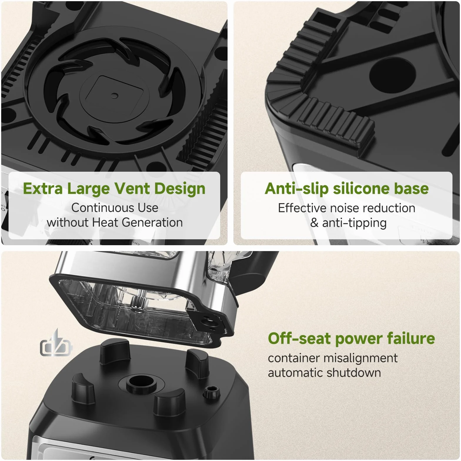 AMZCHEF Profesional Batidora, 2000 W batidora eléctrica con 4 funciones de un botón y 8 velocidades ajustables y función pulsaciones, batidora con 8 cuchillas de acero inoxidable – 25 000 rpm